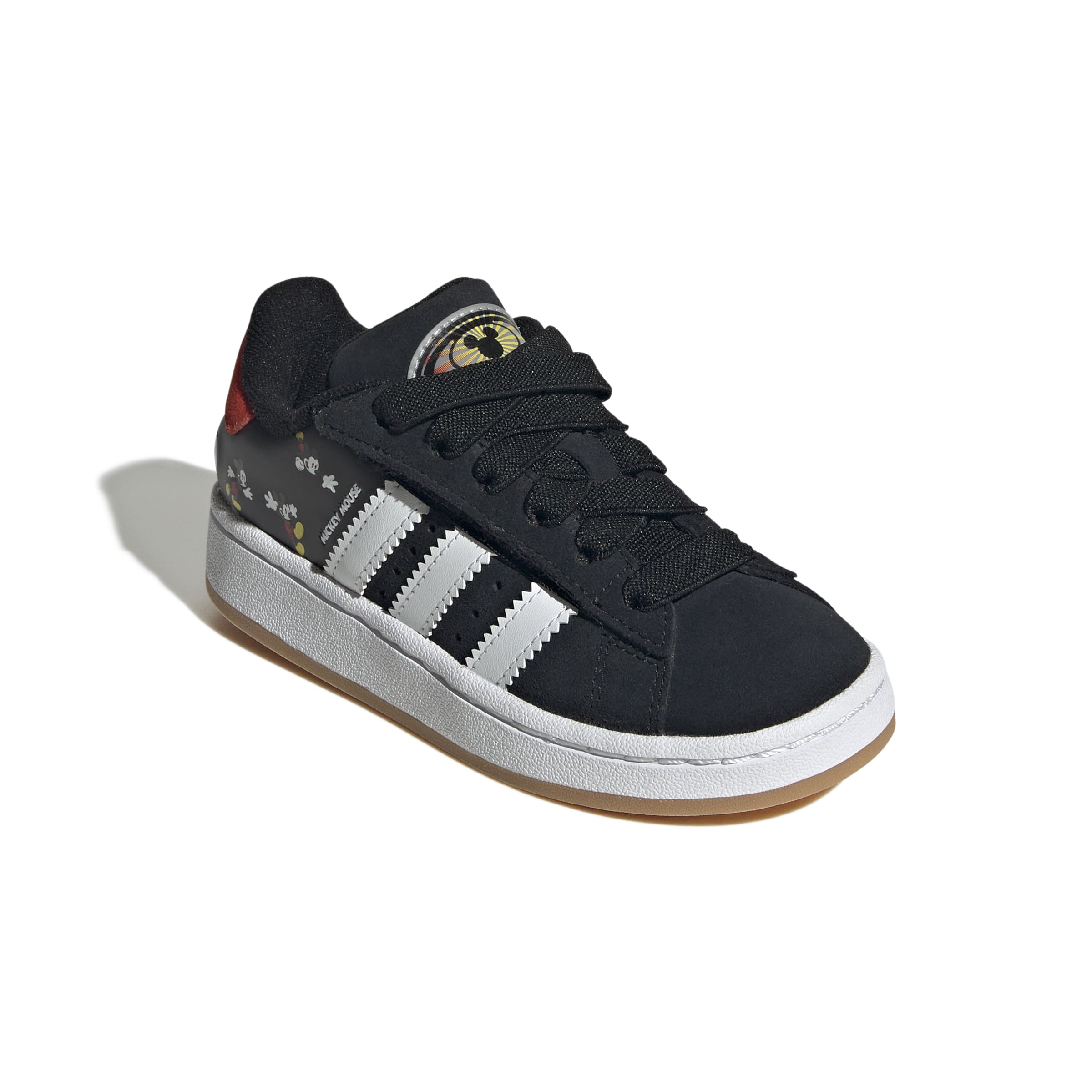 KIDS ADIDAS DISNEY MICKEY MOUSE CAMPUS 00S LED LIGHTS COMFORT CLOSURE ELASTIC LACE C (CORE BLACK / CLOUD WHITE / RED)