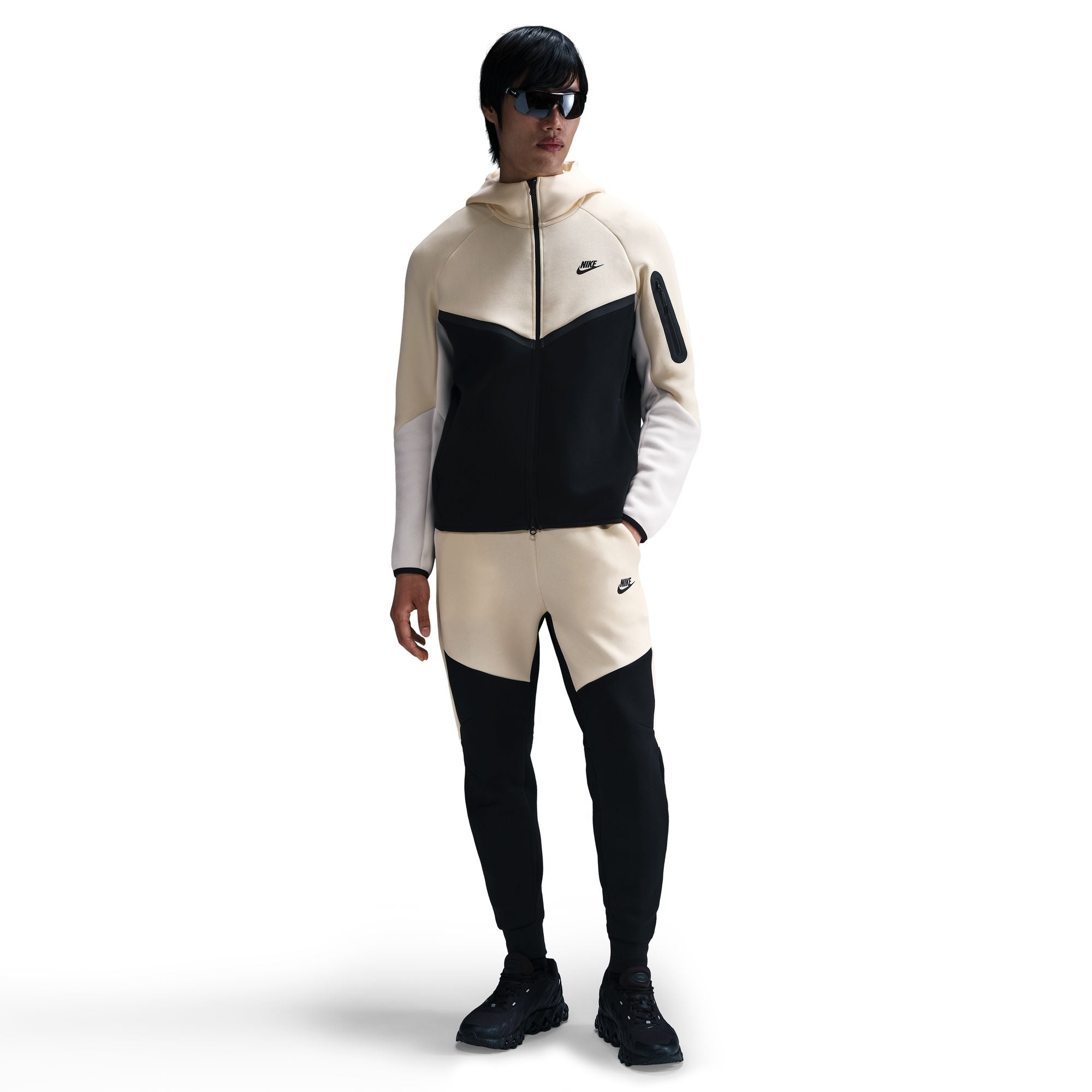 MENS NIKE TECH FLEECE FULL-ZIP WINDRUNNER WARMUP (MUSLIN/BLACK/SAIL)