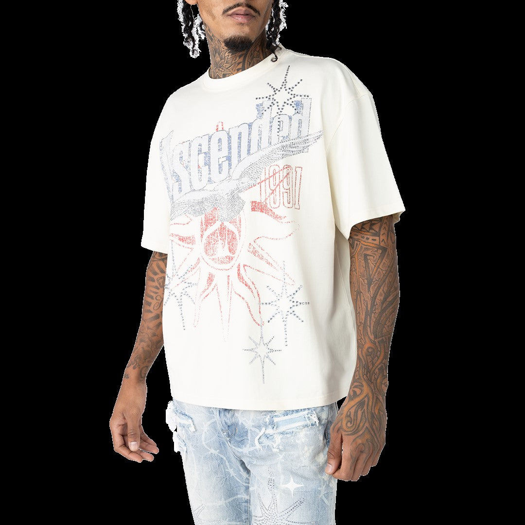 MENS SMOKE RISE FASHION T-SHIRT (ECRU)