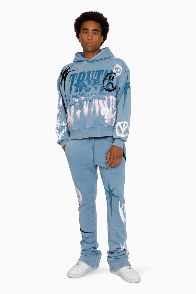 MENS SMOKE RISE TRUTH PO HOODED WARMUP (BLUE SHADOW)