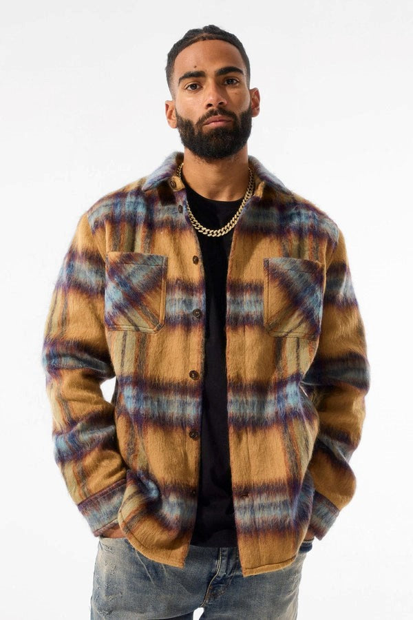MENS JORDAN CRAIG SEE YOU IN PARADISE FLANNEL SHACKET (WHEAT)
