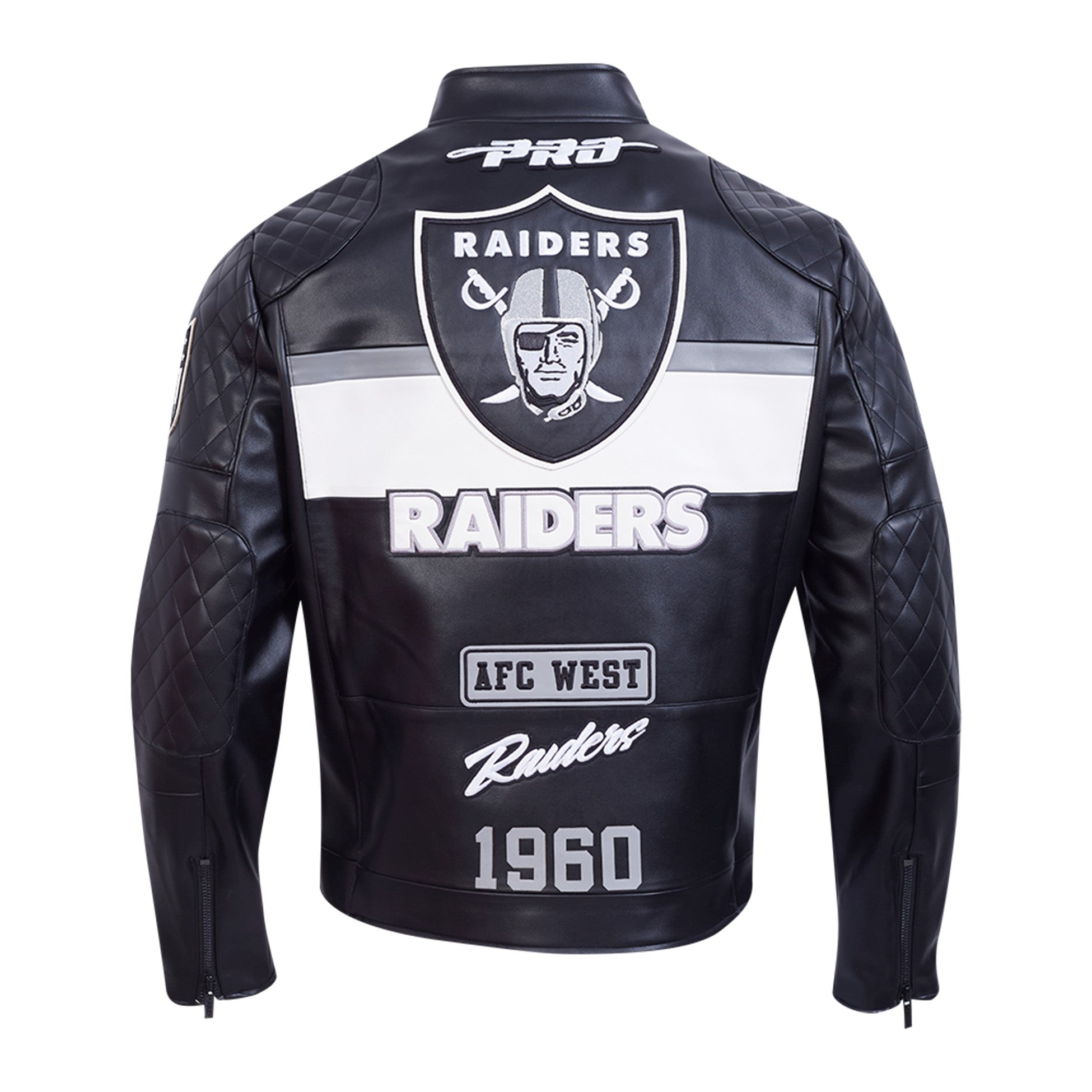 MENS PRO STANDARD LAS VEGAS RAIDERS MOTO JACKET (BLACK/WHITE)