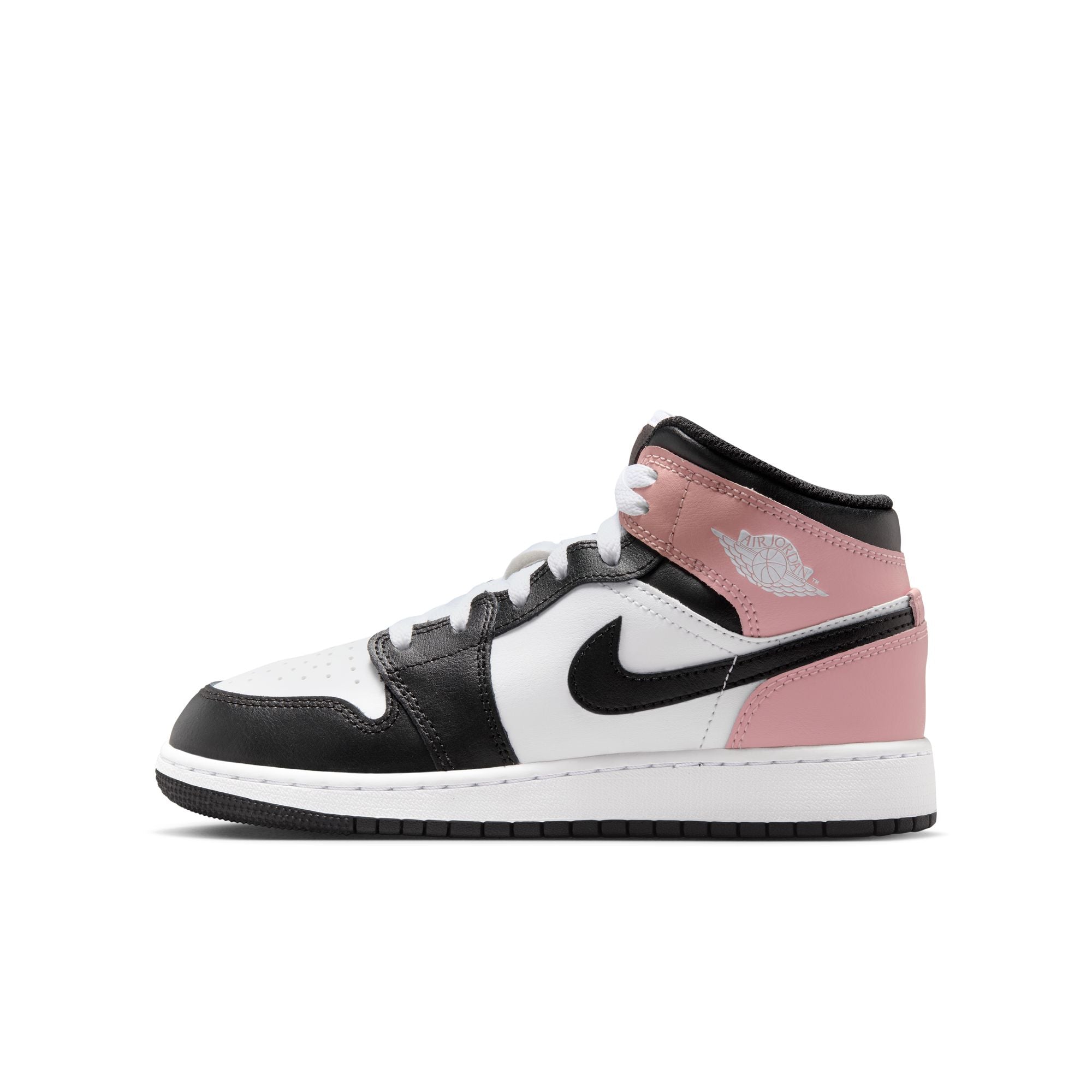 KIDS AIR JORDAN 1 MID GS (WHITE/BLACK/RUST PINK)
