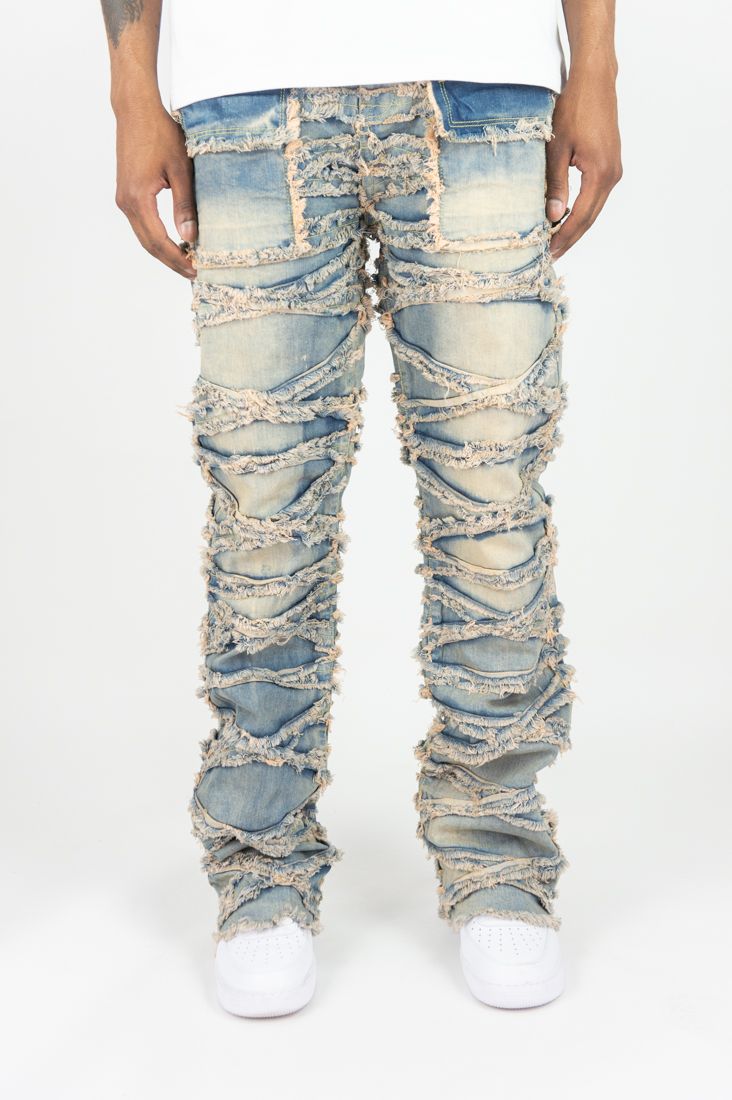 roar デニム MENS ROAR DENIM X FRAY STACKED DENIM PANT (LIGHT VINTAGE)