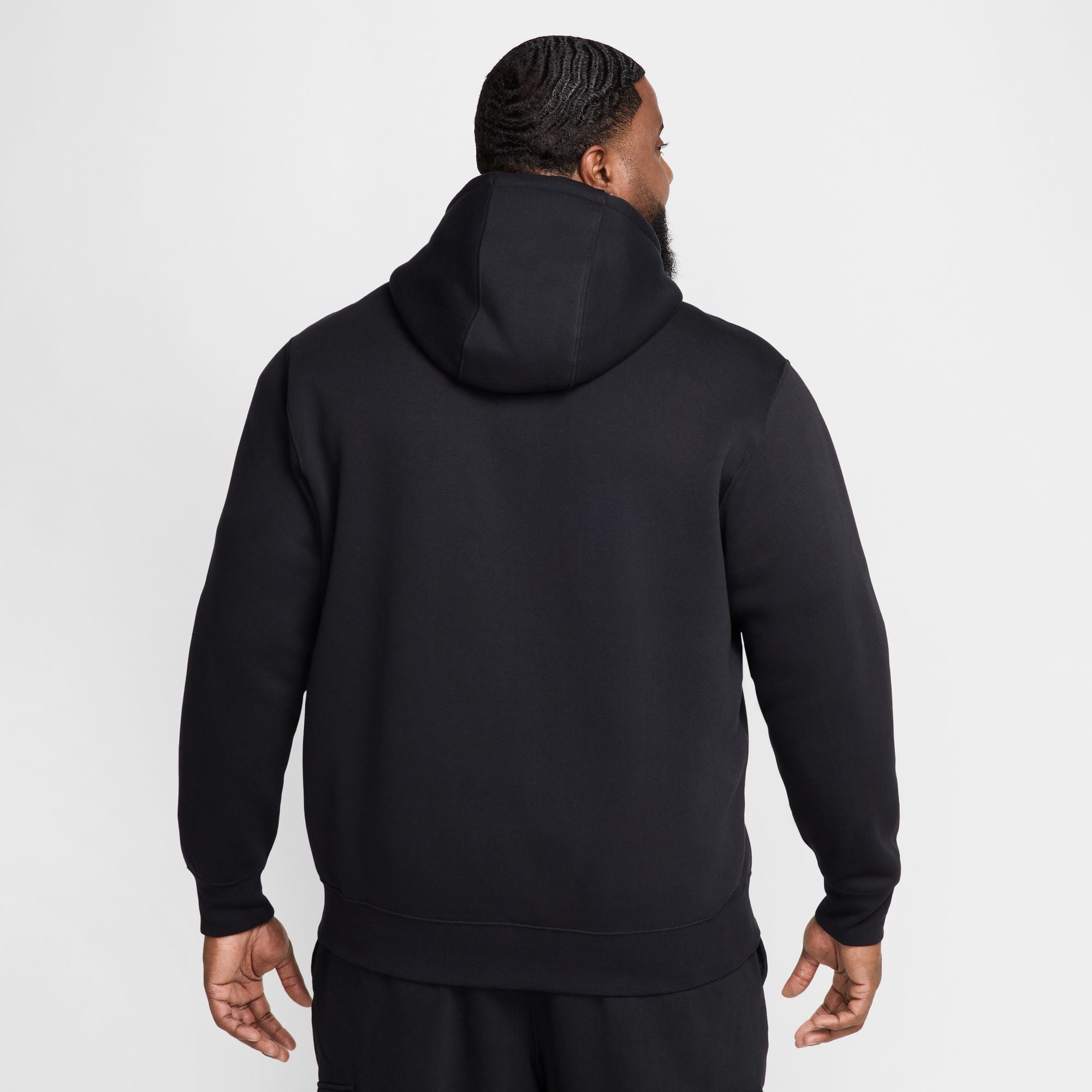 MENS NIKE CLUB FLEECE FULL-ZIP HOODIE (BLACK/WHITE)