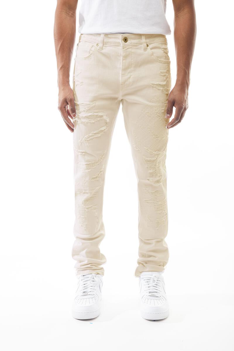 MENS M. SOCIETY RIP & REPAIR JEAN (BONE)