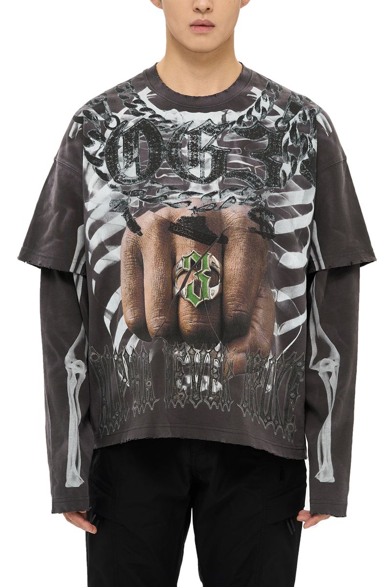 MENS ALPHA STYLE OG3 DOUBLE LAYER SHIRT (DARK GREY)