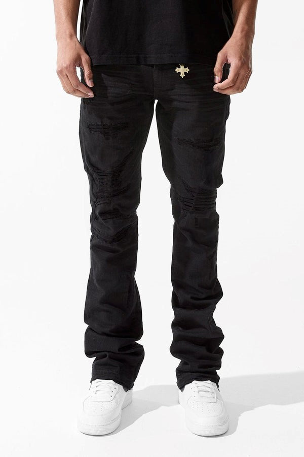 MENS JORDAN CRAIG MARTIN FIT SYIP STACKED DENIM (BLACK)