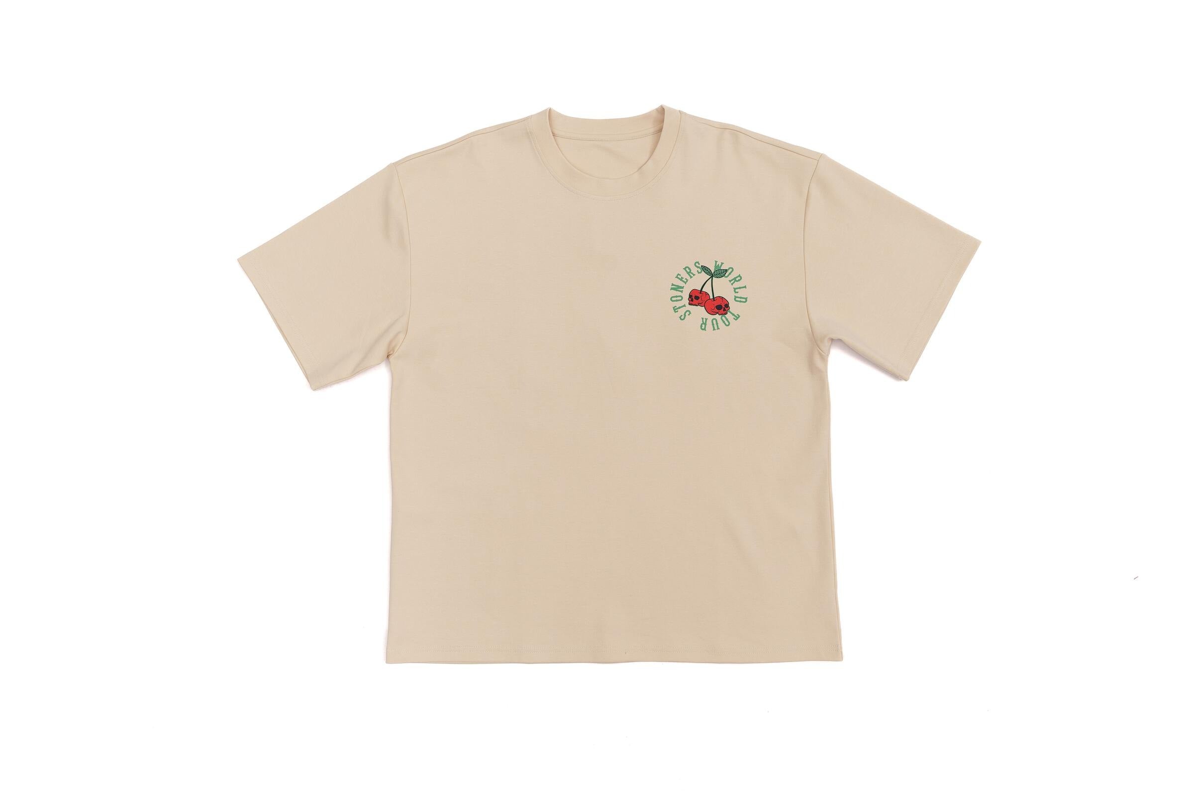 MENS STONERS VINTAGE JEANS Co. CHERRIES OVERSIZED T-SHIRT (NATURAL)