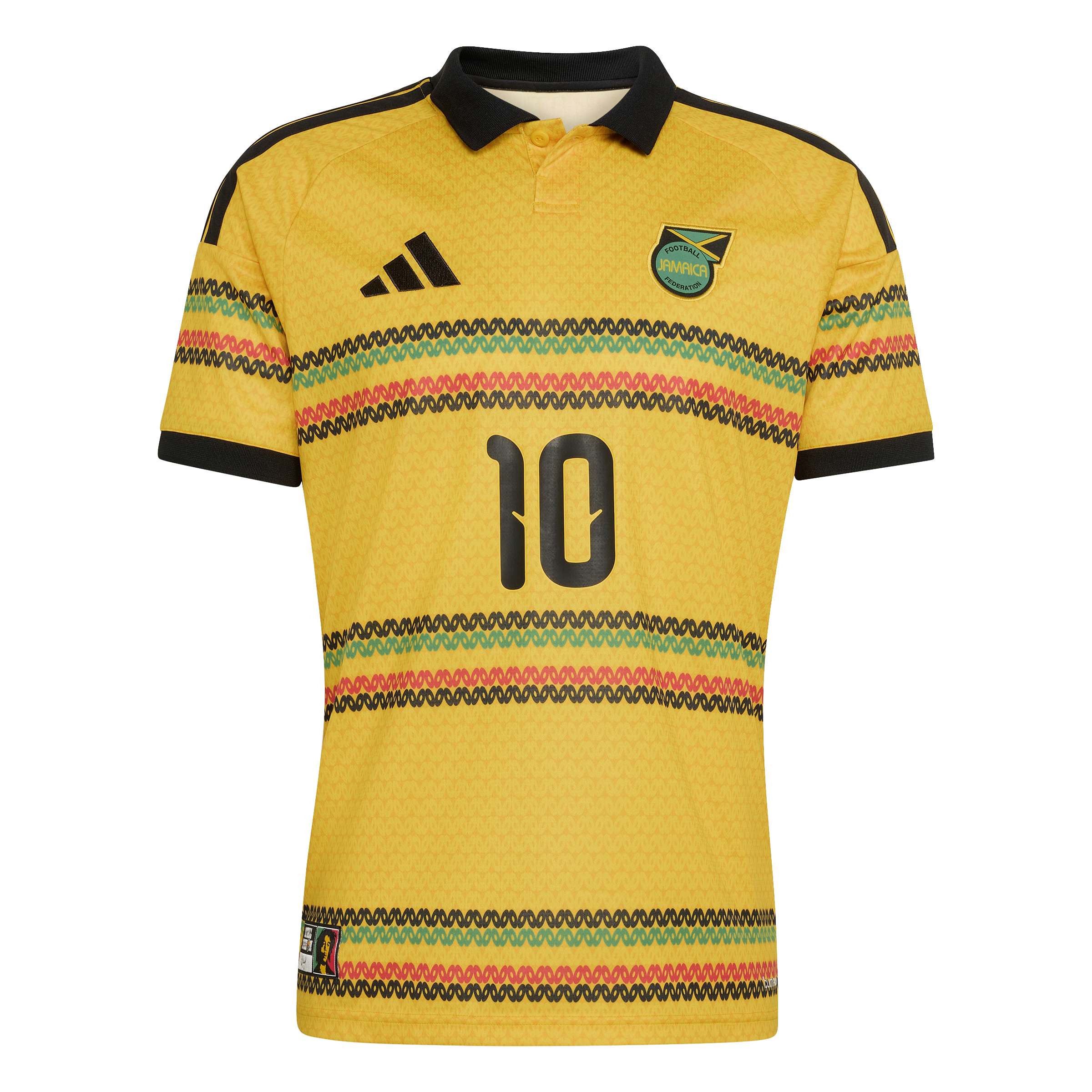 MENS ADIDAS JAMAICA 26 X BOB MARLEY HOME MARLEY 10 JERSEY (BOLD GOLD)