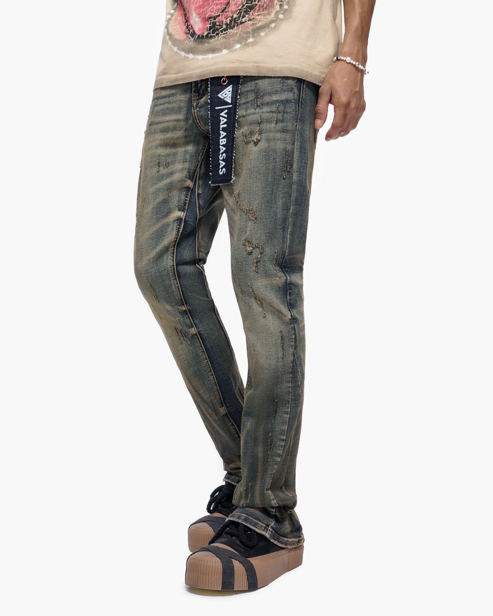 MENS VALABASAS OUTLAWED STACKED JEAN (VINTAGE BLUE)