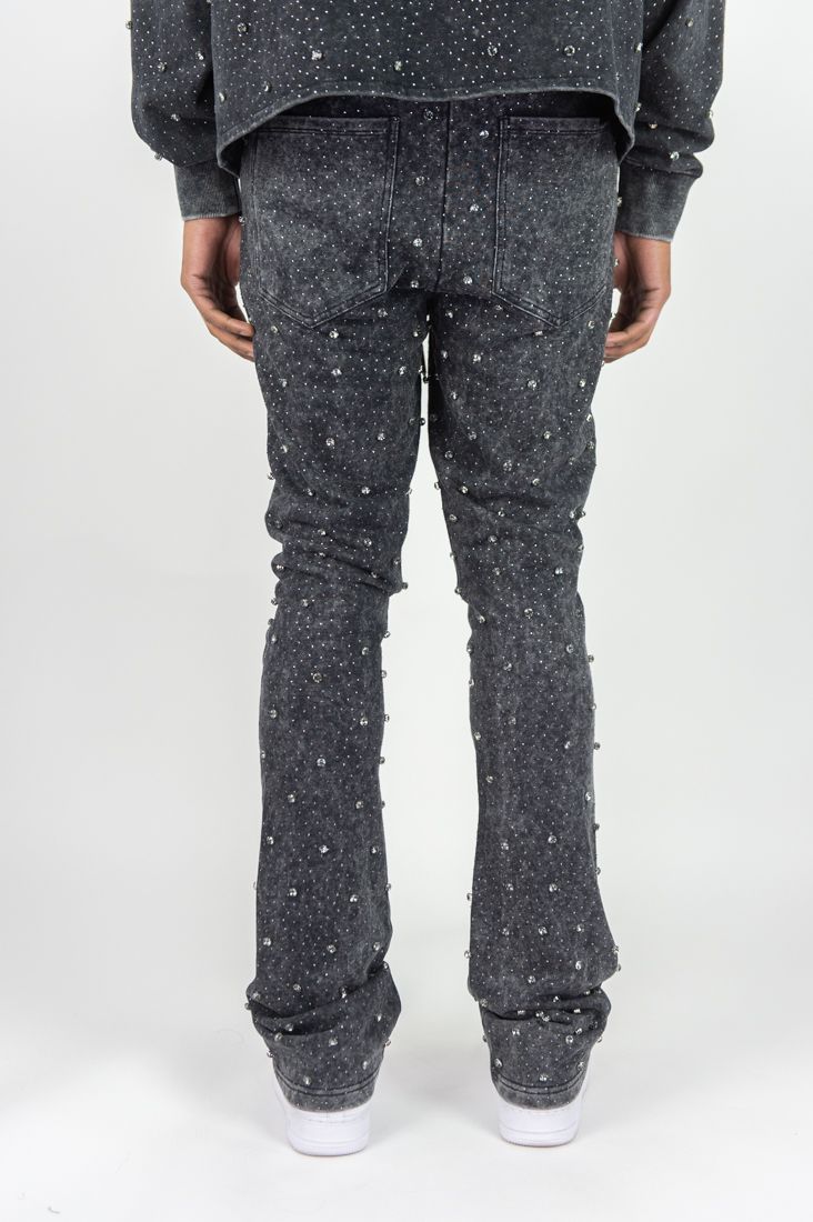 MENS R3BEL DENIM F.TERRY DIAMOND FULL-ZIP WARMUP (ASH BLACK)