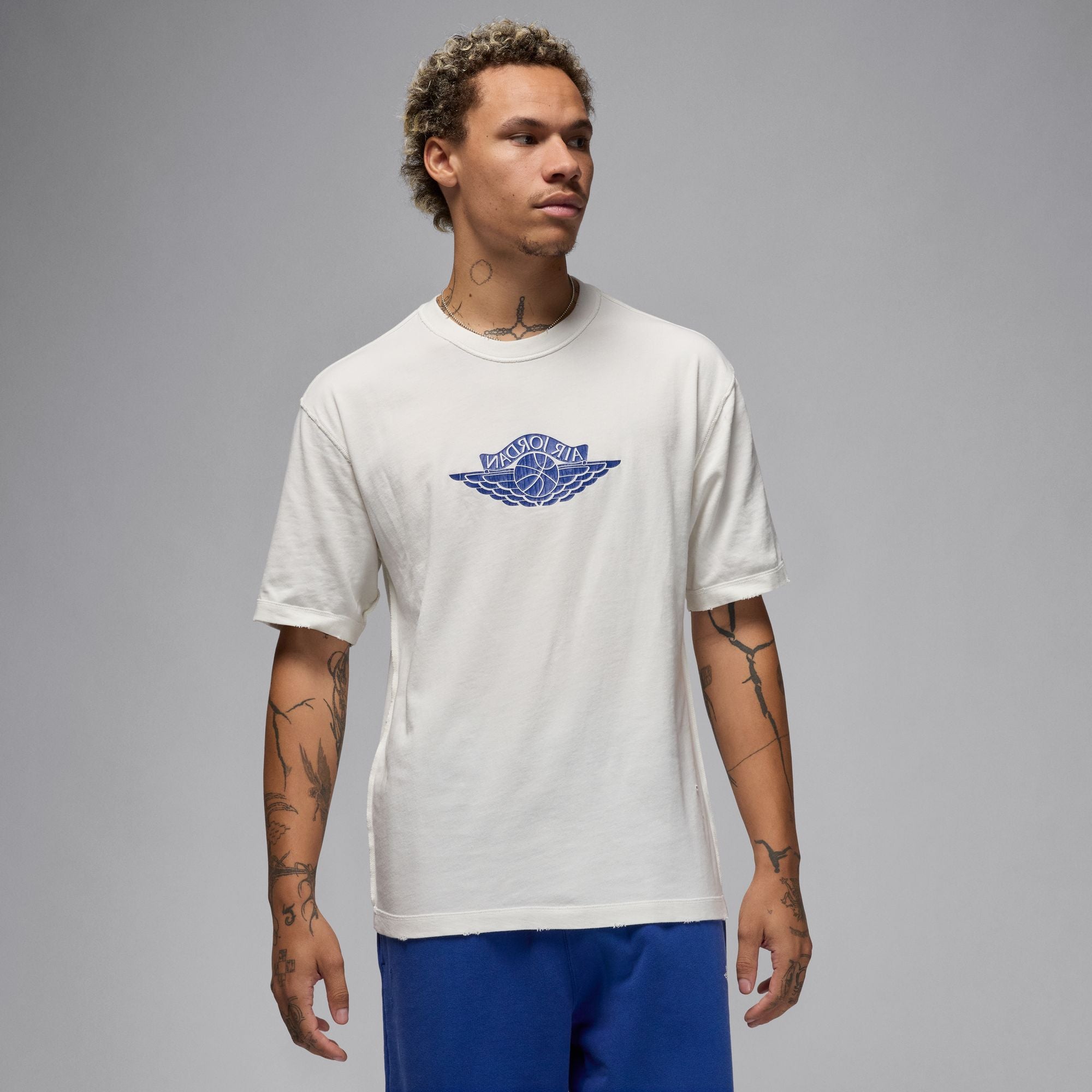 MENS JORDAN RARE AIR WSH 85 SS SHIRT (SAIL/DEEP ROYAL)
