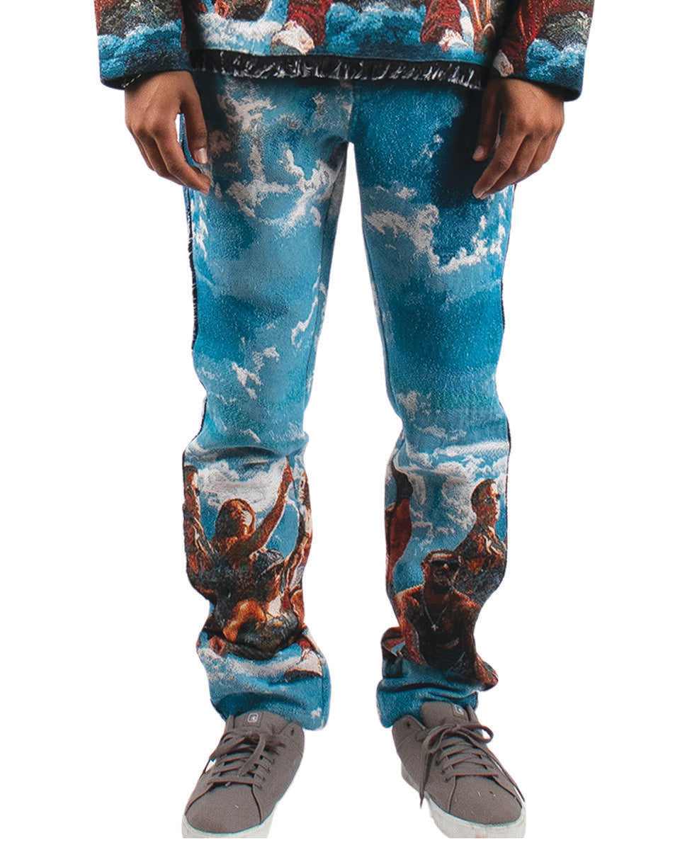 MENS MAJESTIK GOLDEN ERA HEAVY TAPESTRY PANT (LIGHT BLUE)