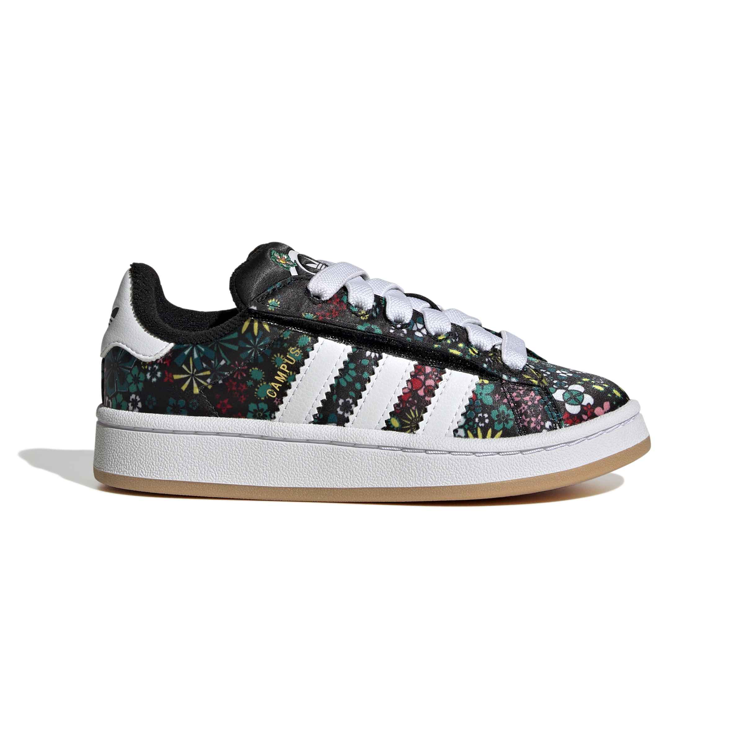 KIDS ADIDAS LIBERTY LONDON CAMPUS 00S COMFORT CLOSURE ELASTIC LACE (CORE BLACK / CLOUD WHITE / GOLD METALLIC)