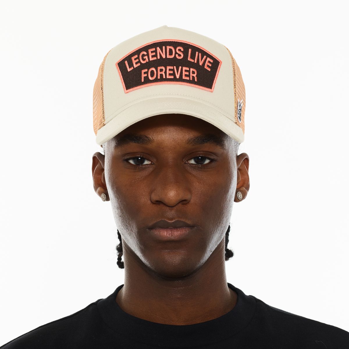 CULT "LEGENDS LIVE FOREVER" LOGO MESH BACK TRUCKER HAT (WHITE SWAN)