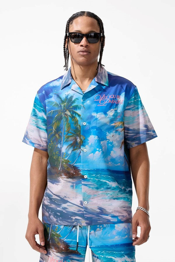 MENS JORDAN CRAIG WANDERLUST S/S PARTY SHIRT (CLEARWATER)