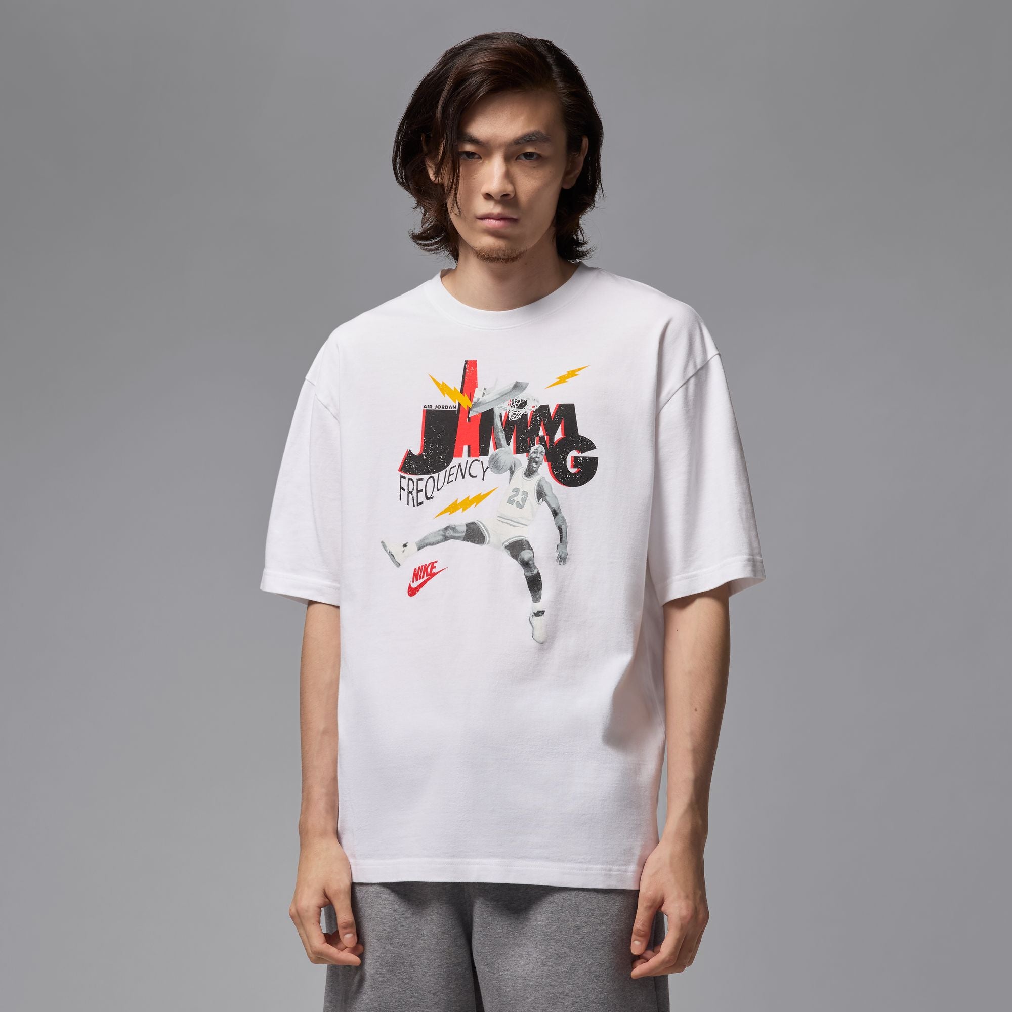 MENS JORDAN BRAND JAM 85 SS SHIRT (WHITE/BLACK)