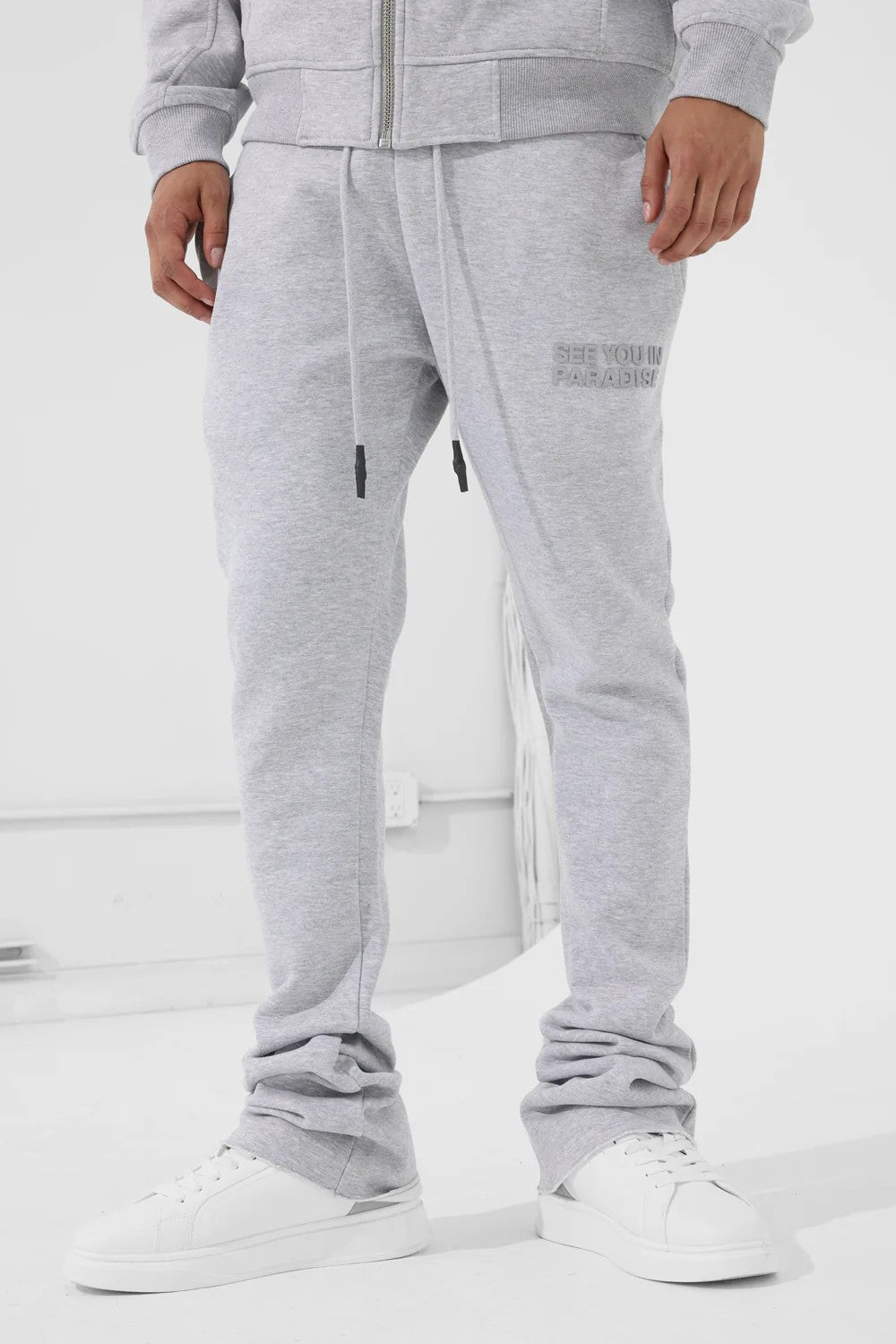 MENS JORDAN CRAIG SYIP TONAL STACKED SWEATPANT (HEATHER GREY)