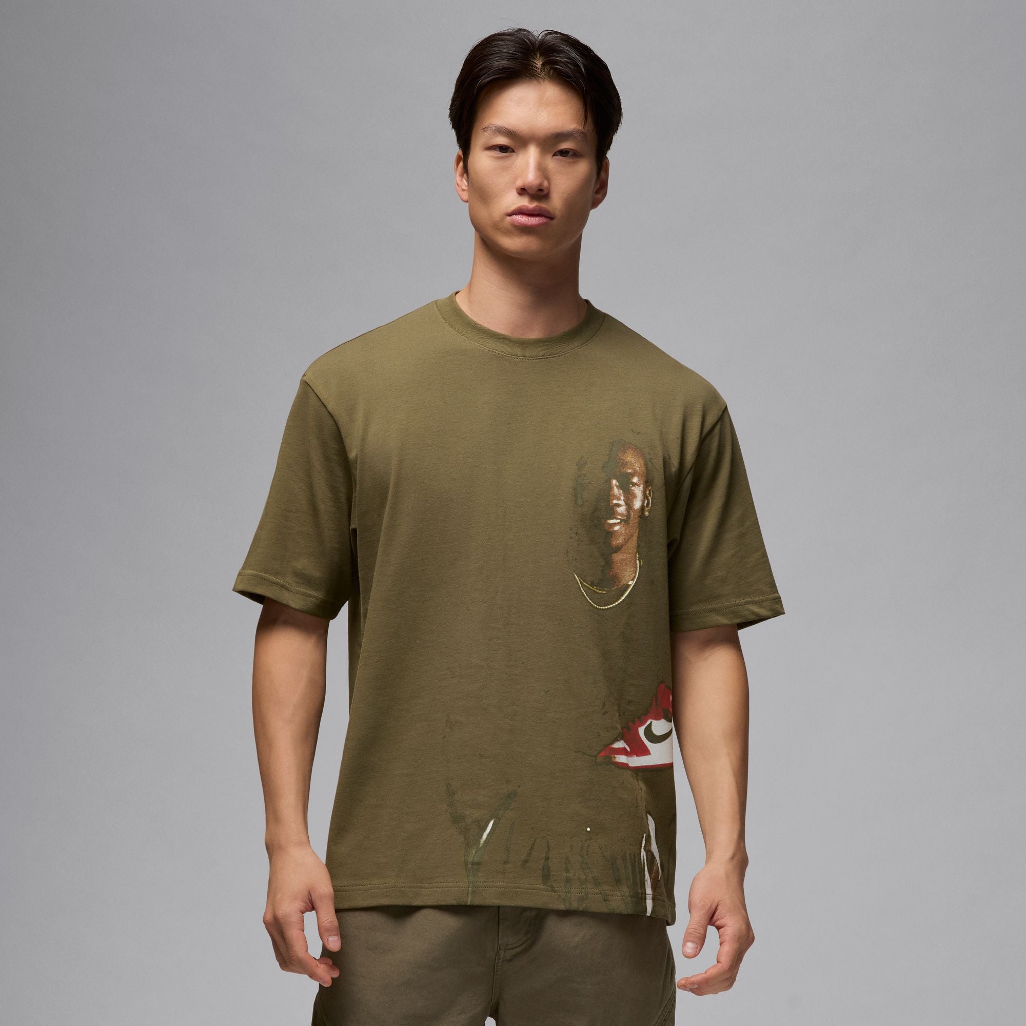 MENS JORDAN CREW-NECK T-SHIRT (MEDIUM OLIVE)