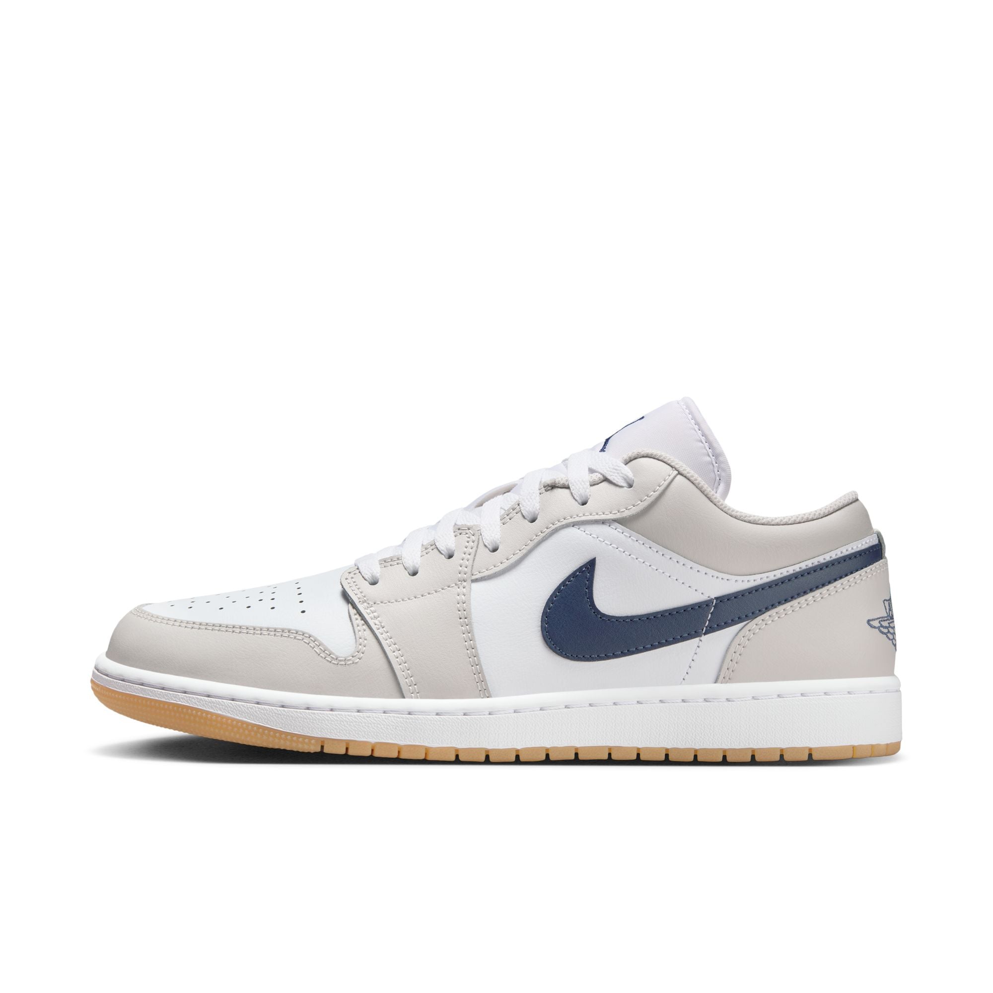 MENS AIR JORDAN 1 LOW (WHITE/MIDNIGHT NAVY/NEUTRAL GREY)
