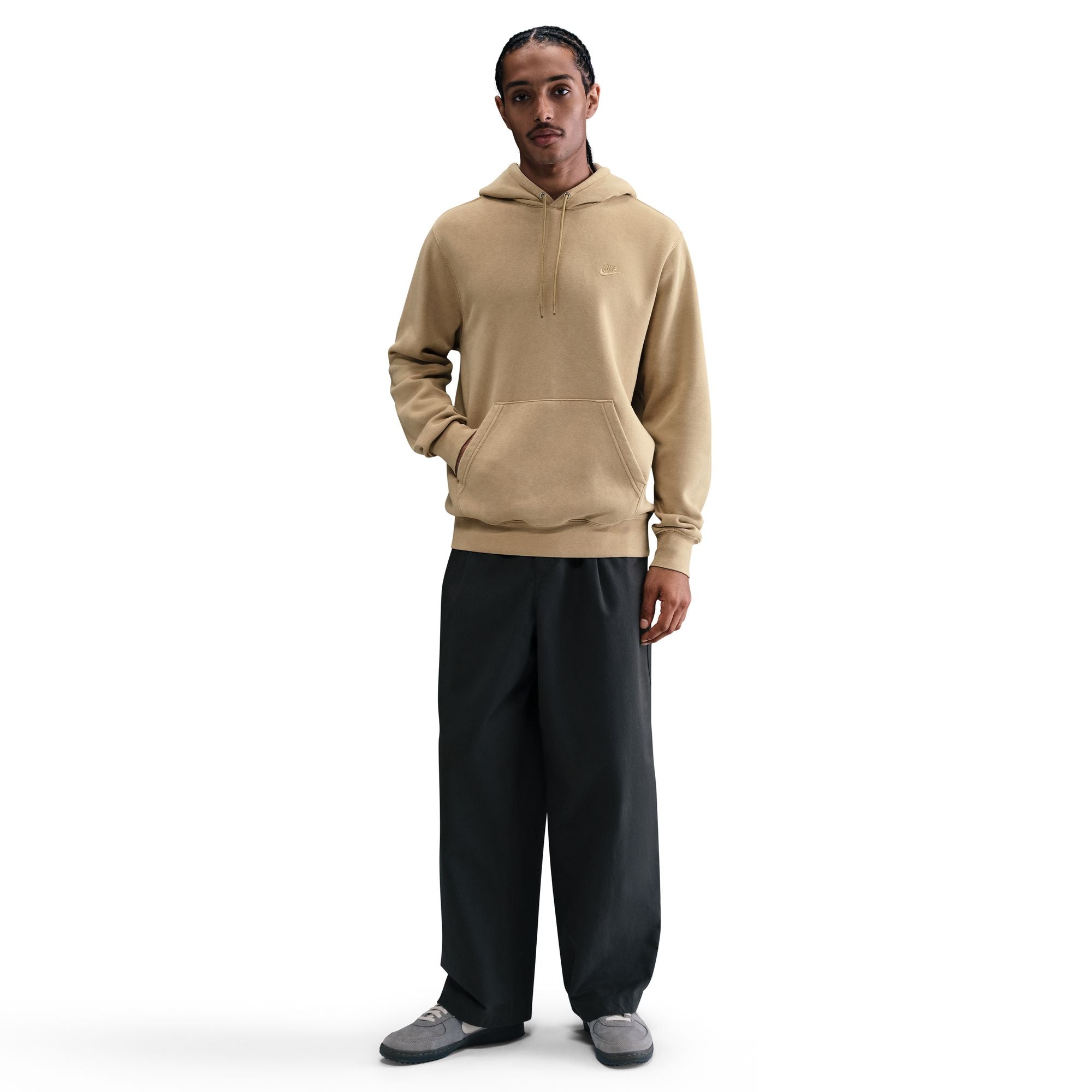 MENS NIKE SPORTSWEAR CLUB WASHED FLEECE HOODIE (PARACHUTE BEIGE)