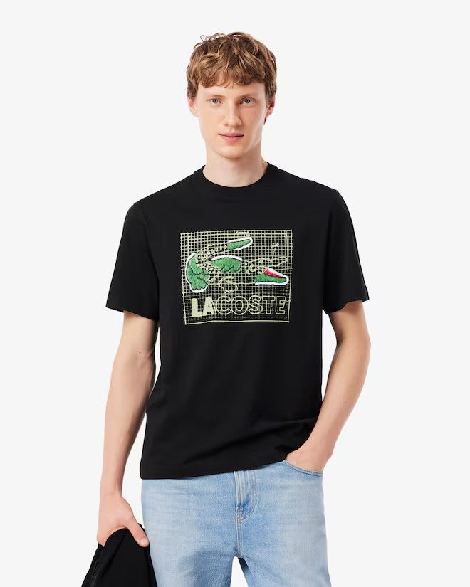 MENS LACOSTE PRINTED COTTON T-SHIRT (BLACK)