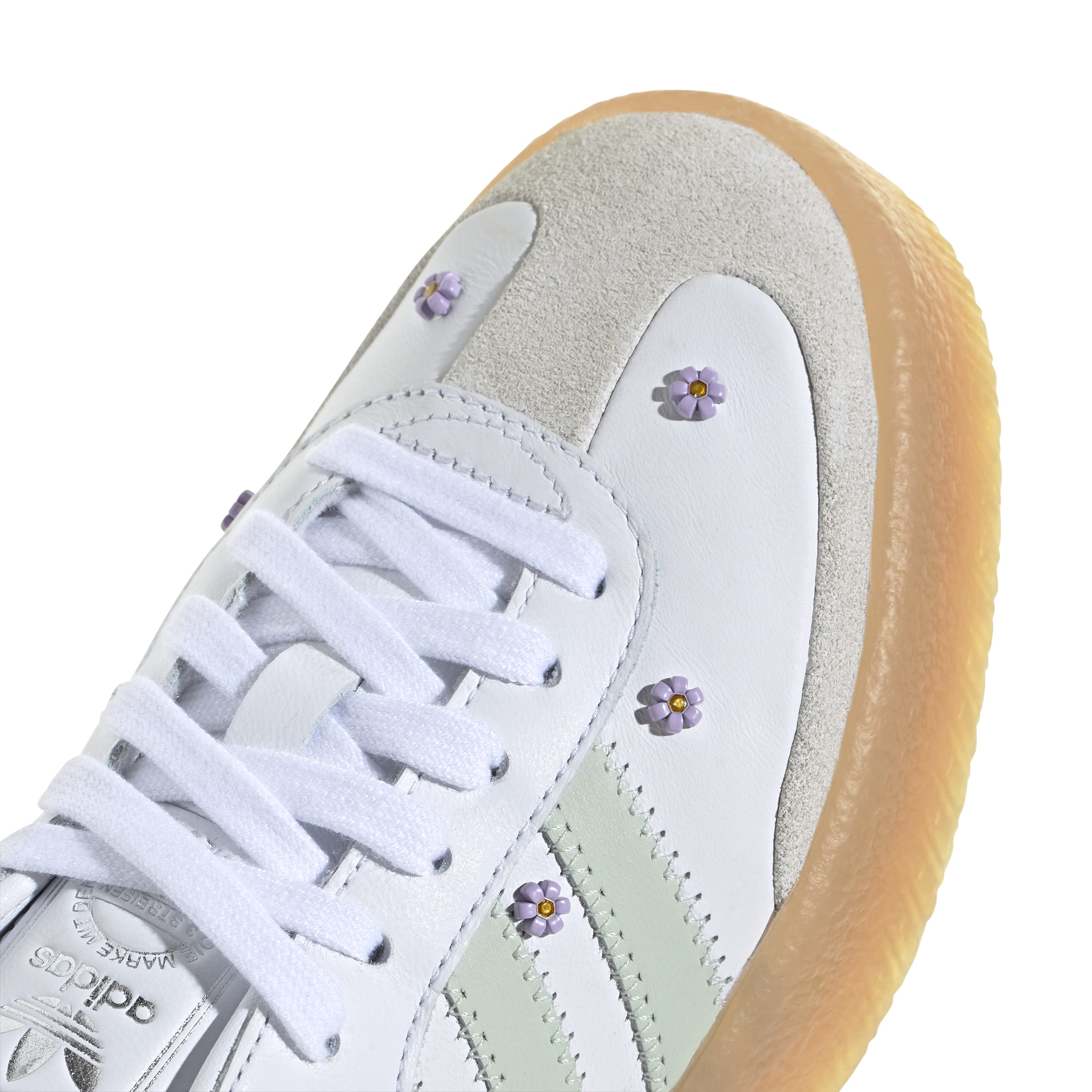 WOMENS ADIDAS SAMBAE FLORAL (WHITE/LINEN GREEN/GUM)