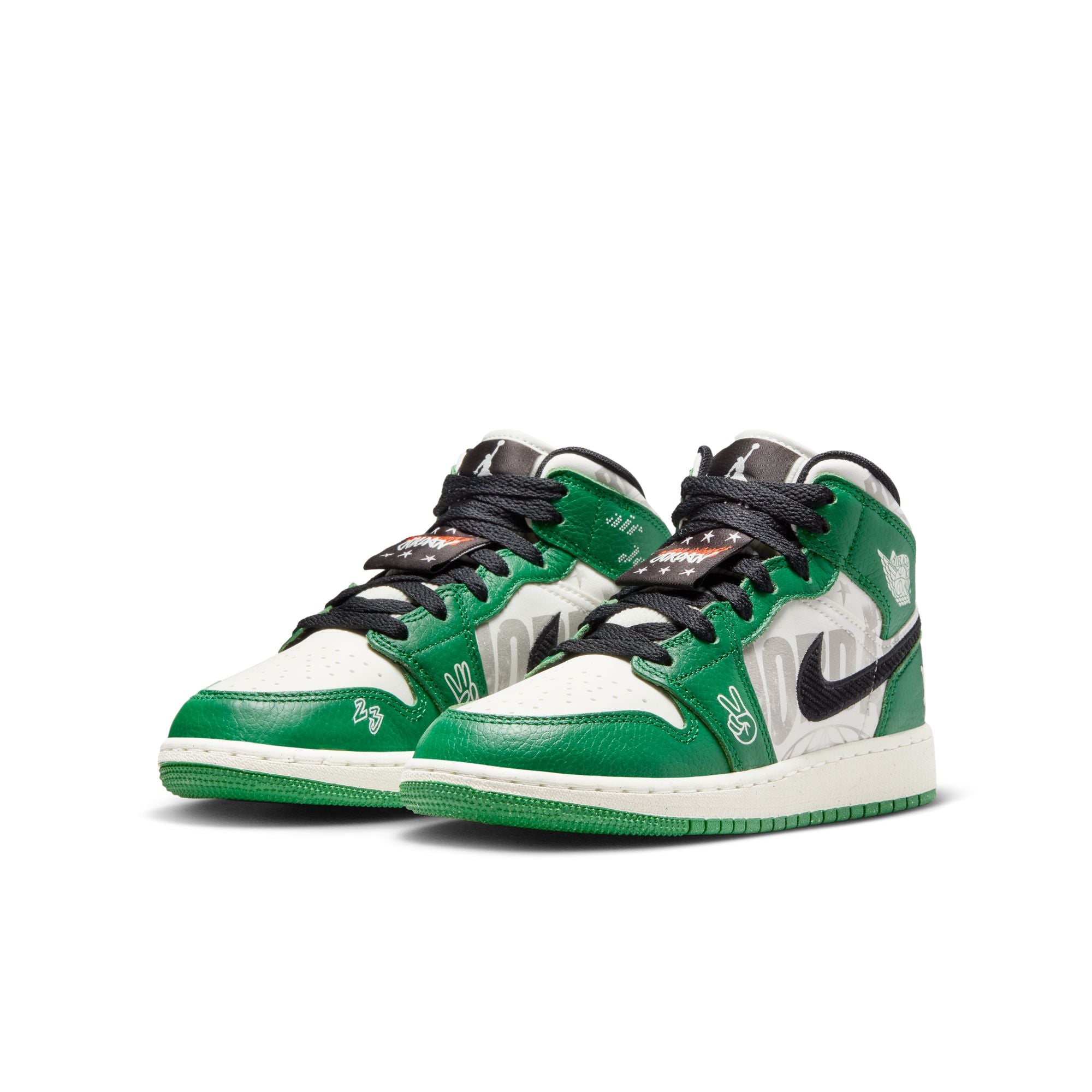 KIDS AIR JORDAN 1 MID SE GS (PINE GREEN/SAIL/BLACK/TEAM ORANGE)