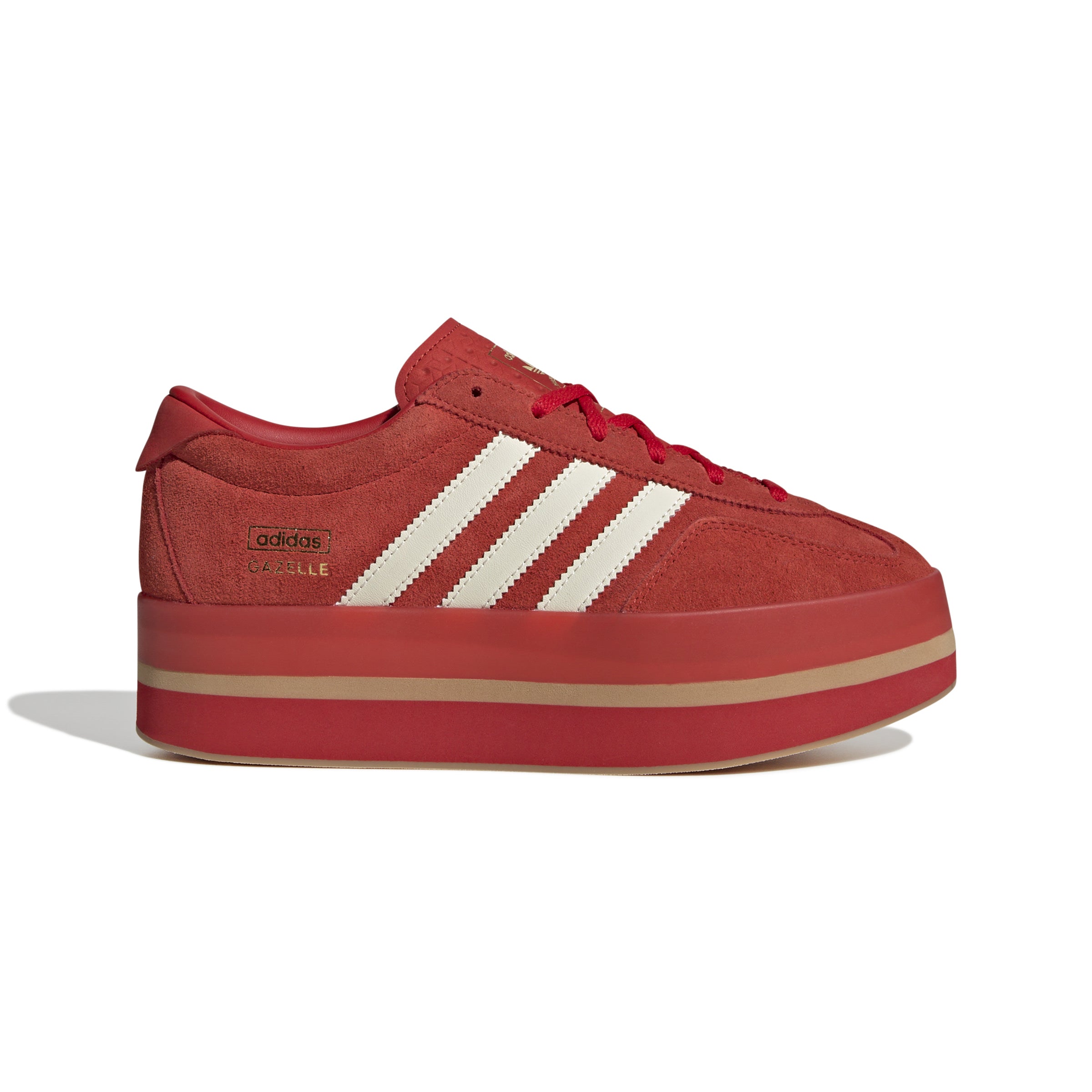 WOMENS ADIDAS GAZELLE STACK (Red / Cream White / Gold Metallic)