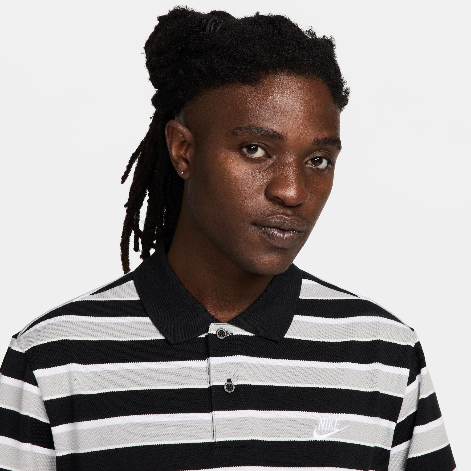 Men's Nike Club Striped Polo (Black)