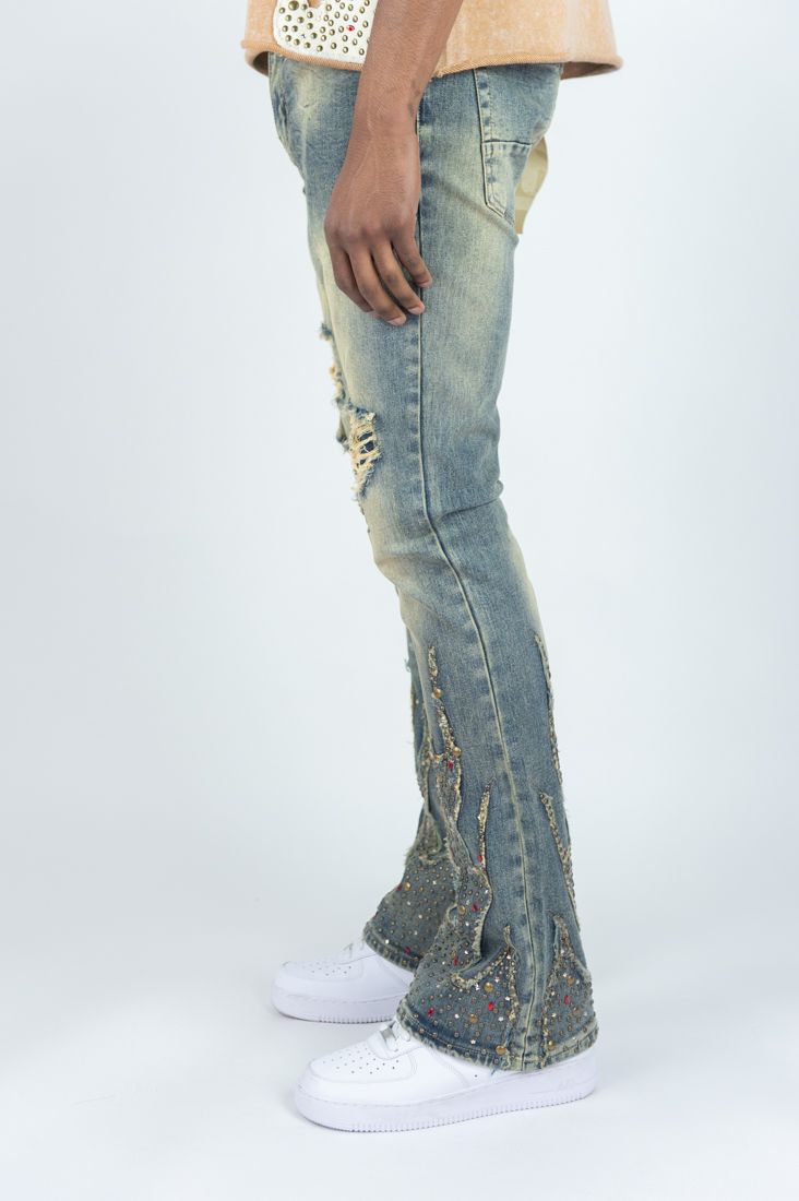 MENS R3BEL DENIM FIREFEST STACKED JEAN (VINTAGE)