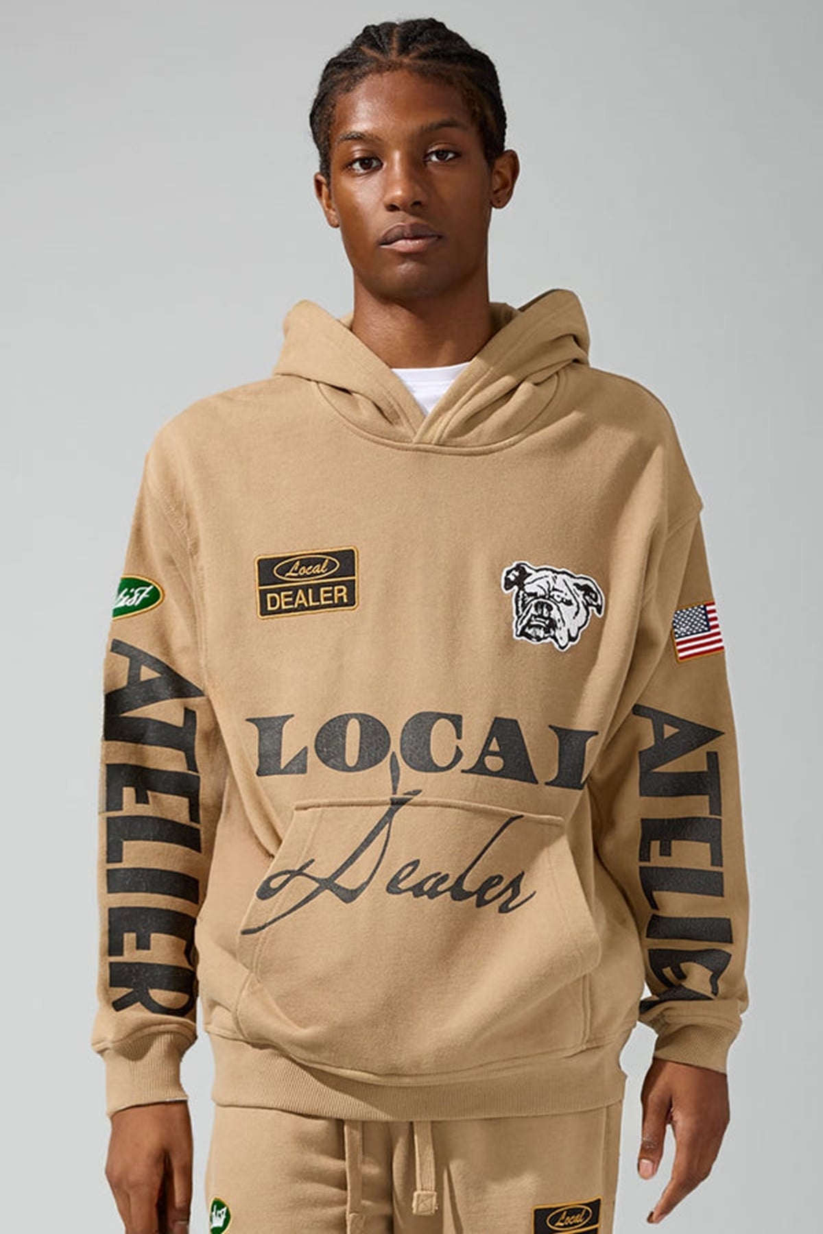 MENS JORDAN CRAIG ATELIER PULLOVER HOODIE SET (KHAKI STONE)