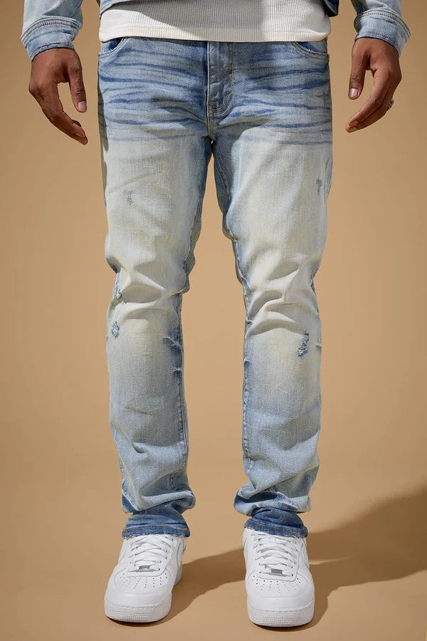 MENS JORDAN CRAIG COLLINS FIT FOUNDRY DENIM (ICED LAGER)