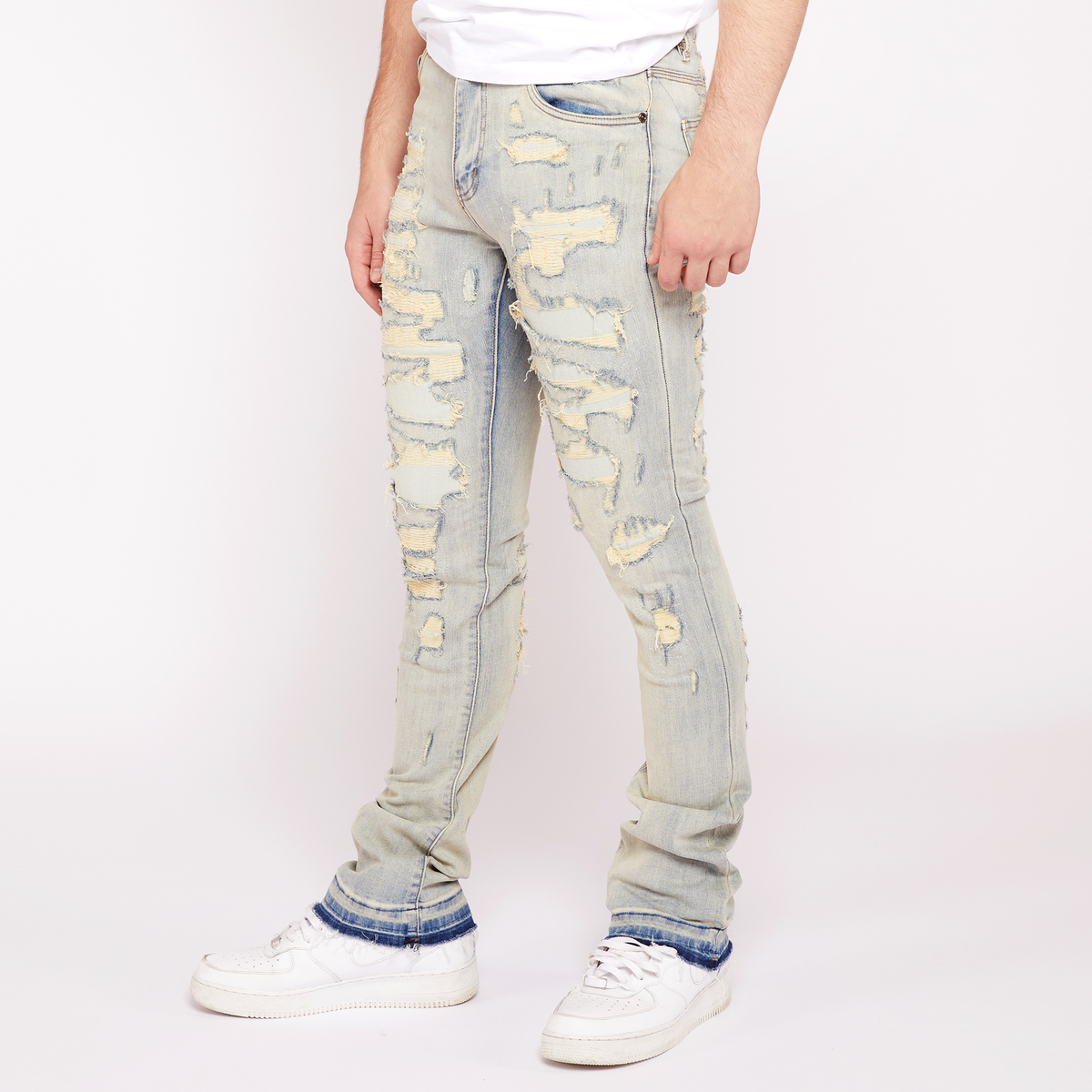 MENS W BY WAIMEA STACKED JEAN (BLEACH WASH)