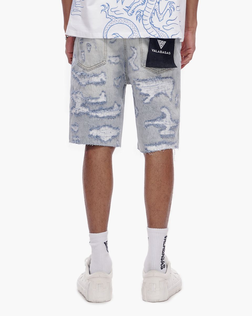 MENS VALABASAS "INCISE" DENIM SHORT (LIGHT BLUE)