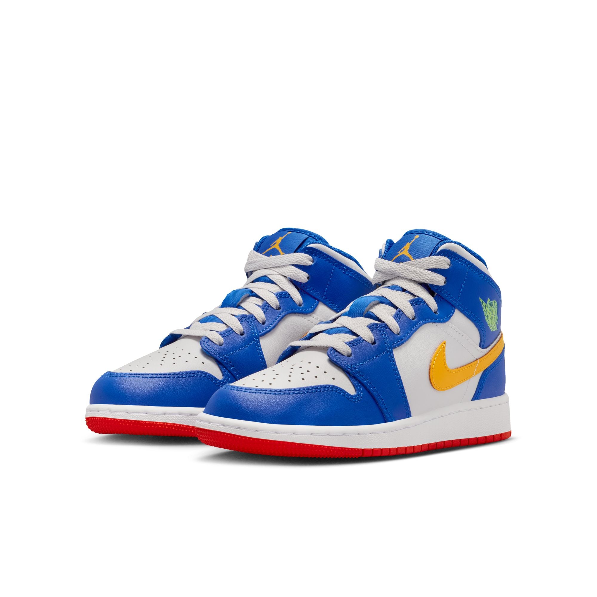 KIDS AIR JORDAN 1 MID GS (RACER BLUE/SPEED RED/GOLD/VAST GREY)