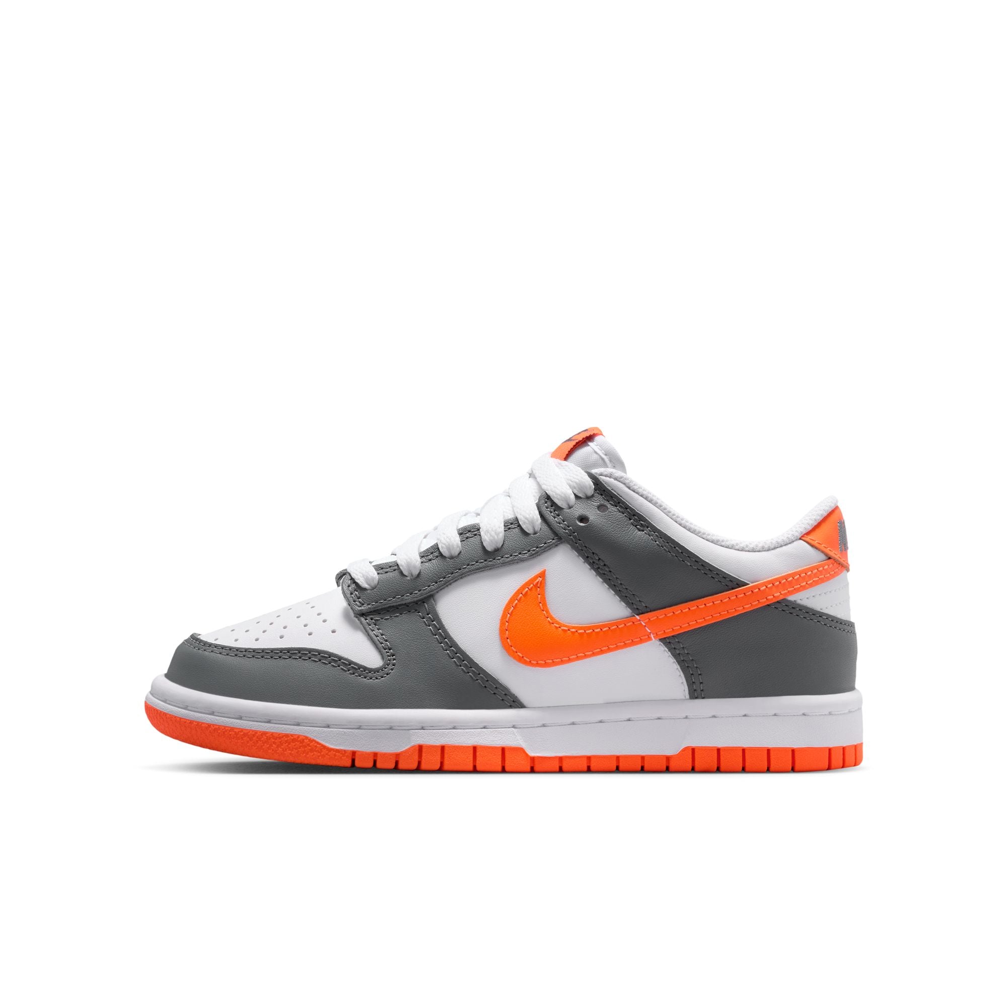 KIDS NIKE DUNK LOW GS (WHITE/TOTAL ORANGE/SMOKE GREY)