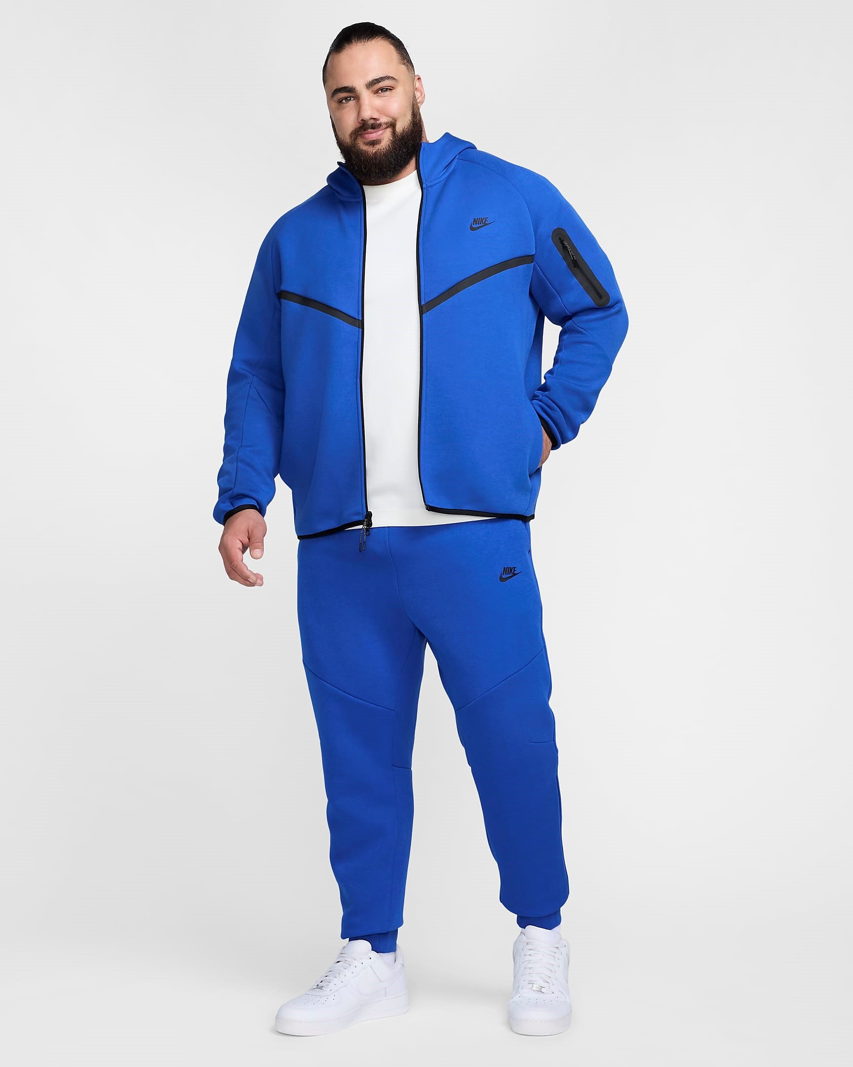 MENS NIKE TECH FLEECE FULL-ZIP WINDRUNNER WARMUP (GAME ROYAL/BLACK)