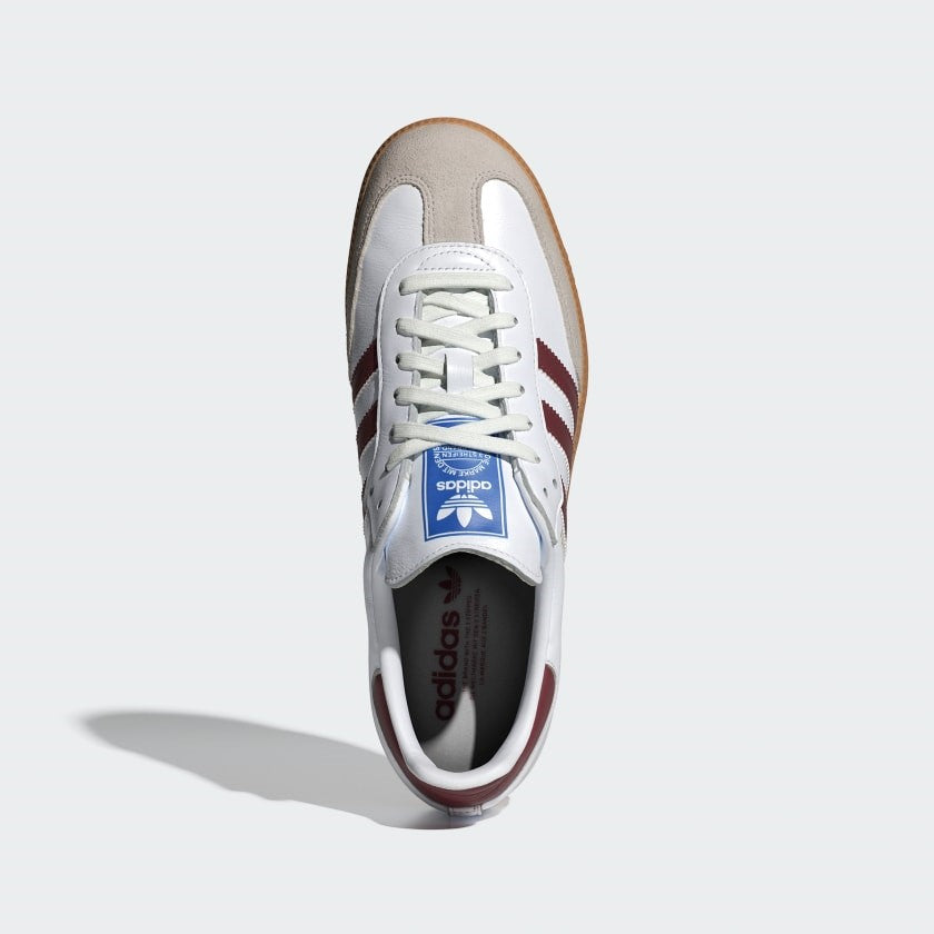 MENS ADIDAS SAMBA OG (CLOUD WHITE/COLLEGIATE BURGUNDY/GUM)