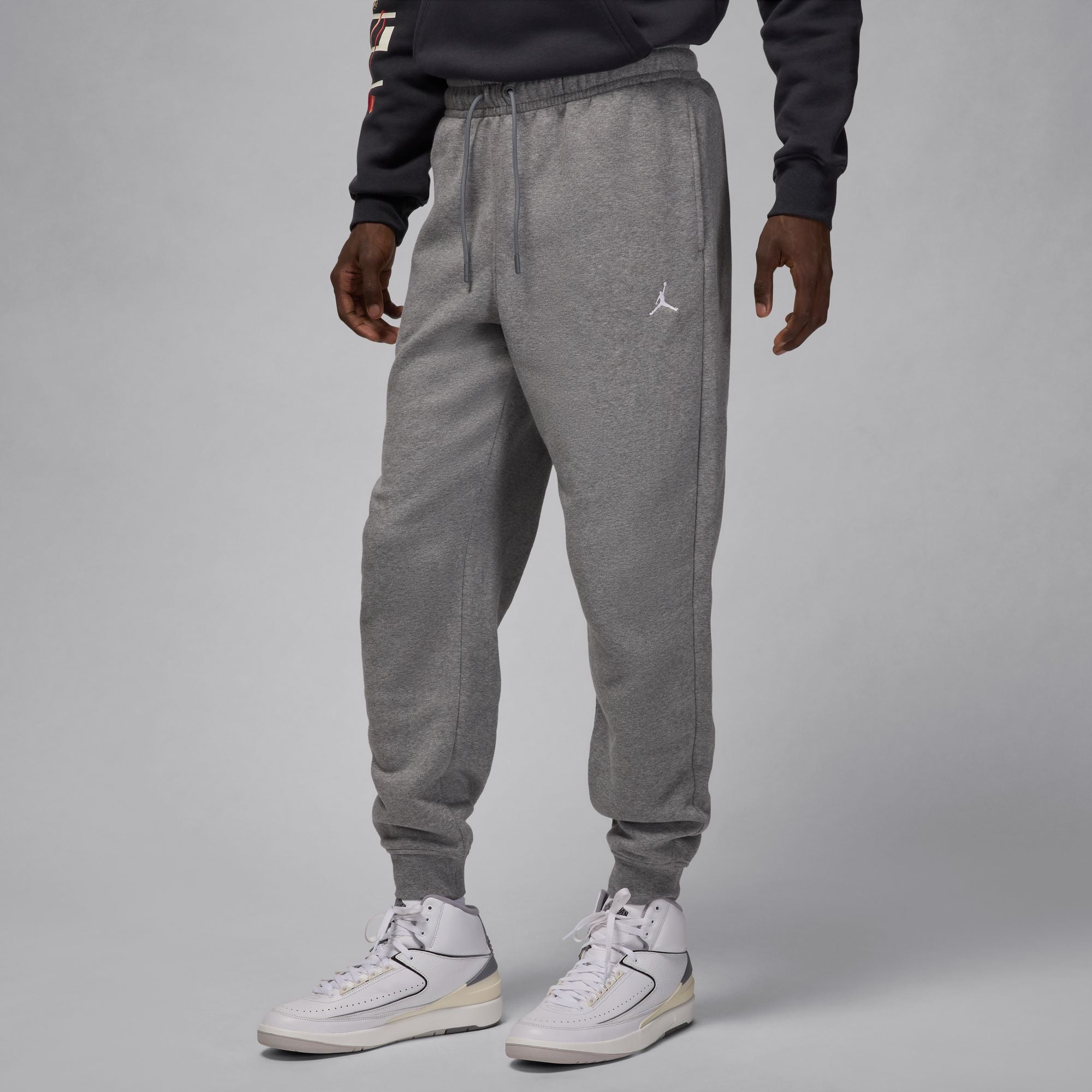 MENS JORDAN BROOKLYN FLEECE PANT (CARBON HEATHER/WHITE)