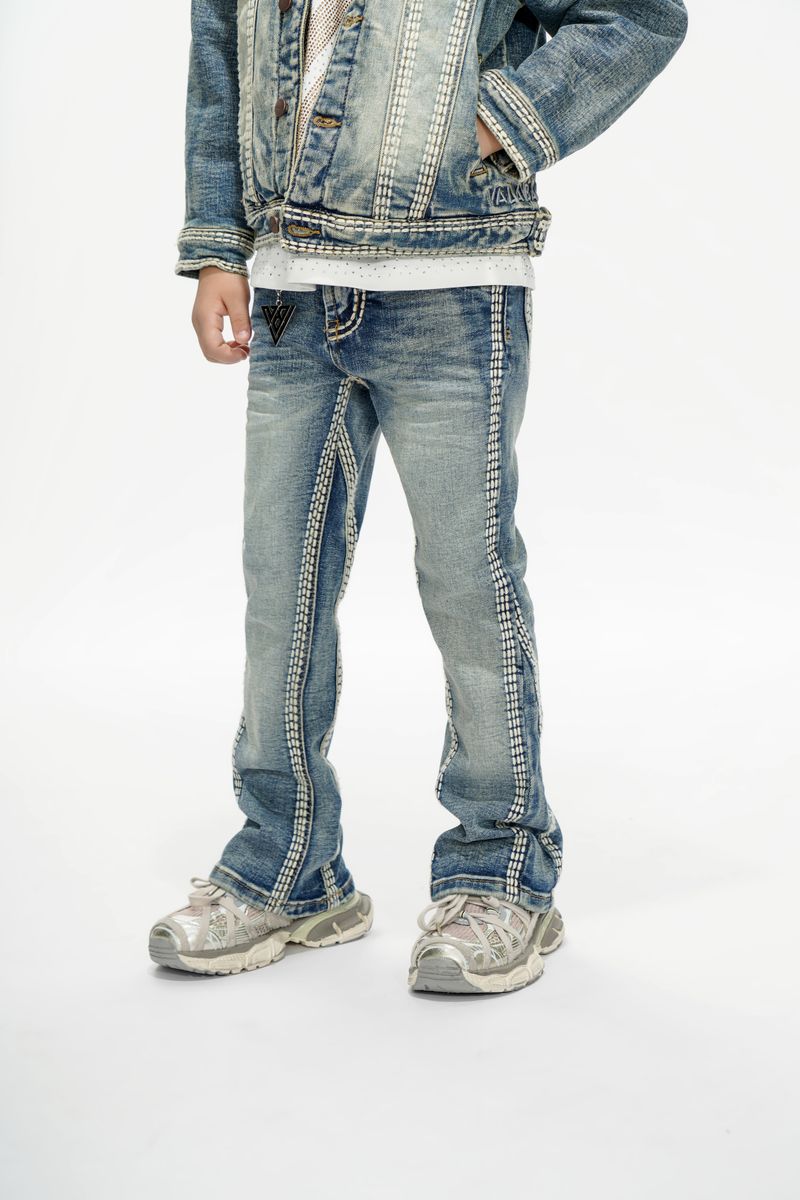 KIDS VALABASAS CODY STACKED JEAN (VINTAGE BLUE)