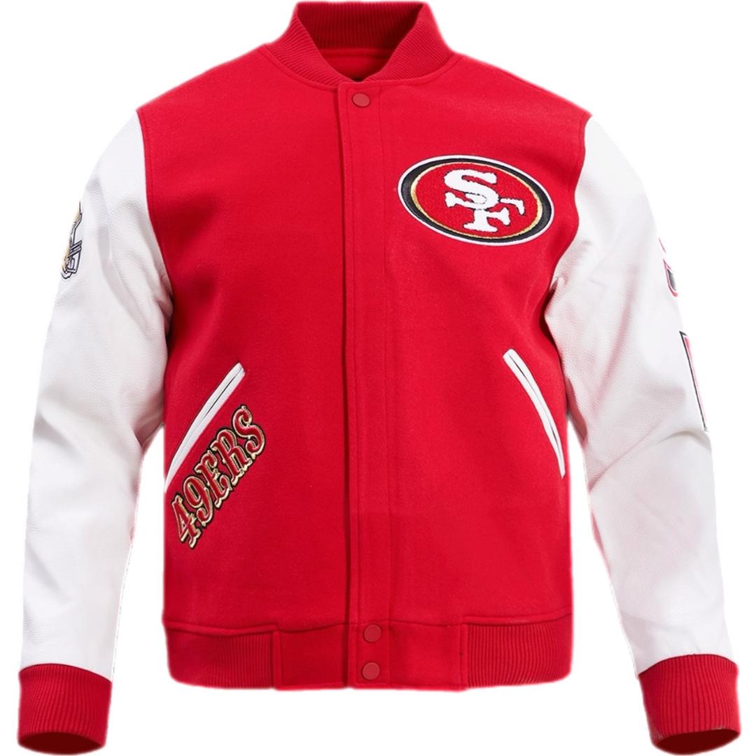 MENS PRO STANDARD SAN FRANCISCO 49ERS CLASSIC WOOL VARSITY JACKET (RED/WHITE)