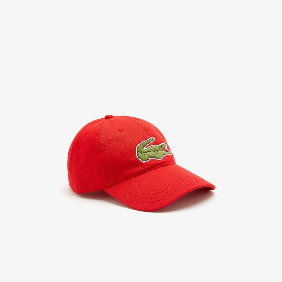 UNISEX LACOSTE ADJUSTABLE ORGANIC COTTON TWILL CAP (RED)