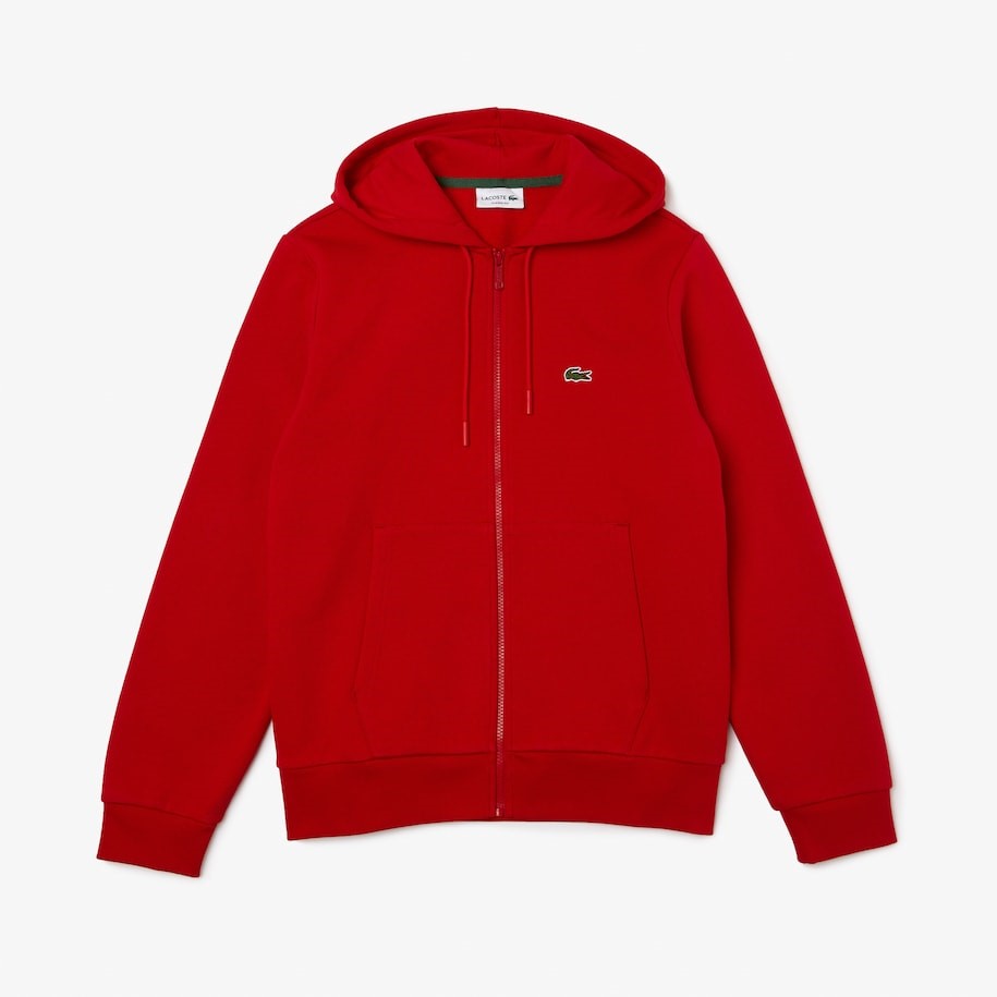 MEN'S LACOSTE KANGAROO POCKET COLOR-BLOCK SWEATSHIRT (RED)