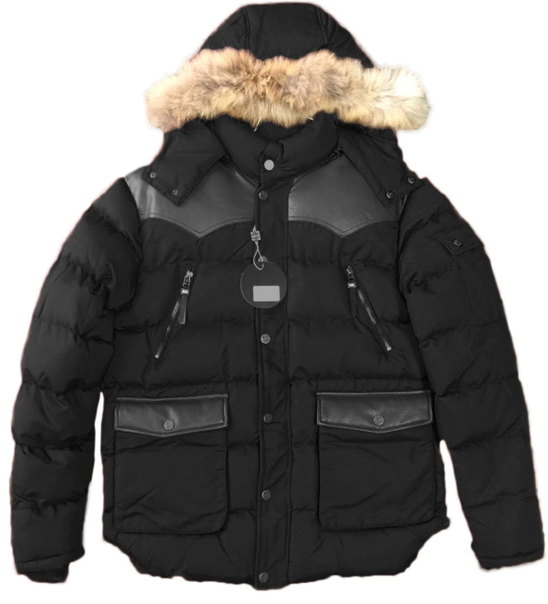 MEN’S LEONINE CLASSIC PUFF JACKET WITH HOOD (BLACK)