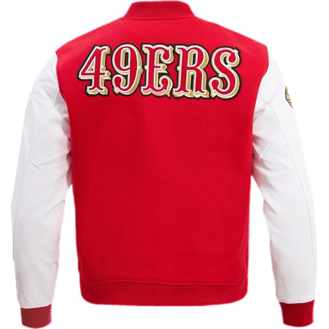 MENS PRO STANDARD SAN FRANCISCO 49ERS CLASSIC WOOL VARSITY JACKET (RED/WHITE)