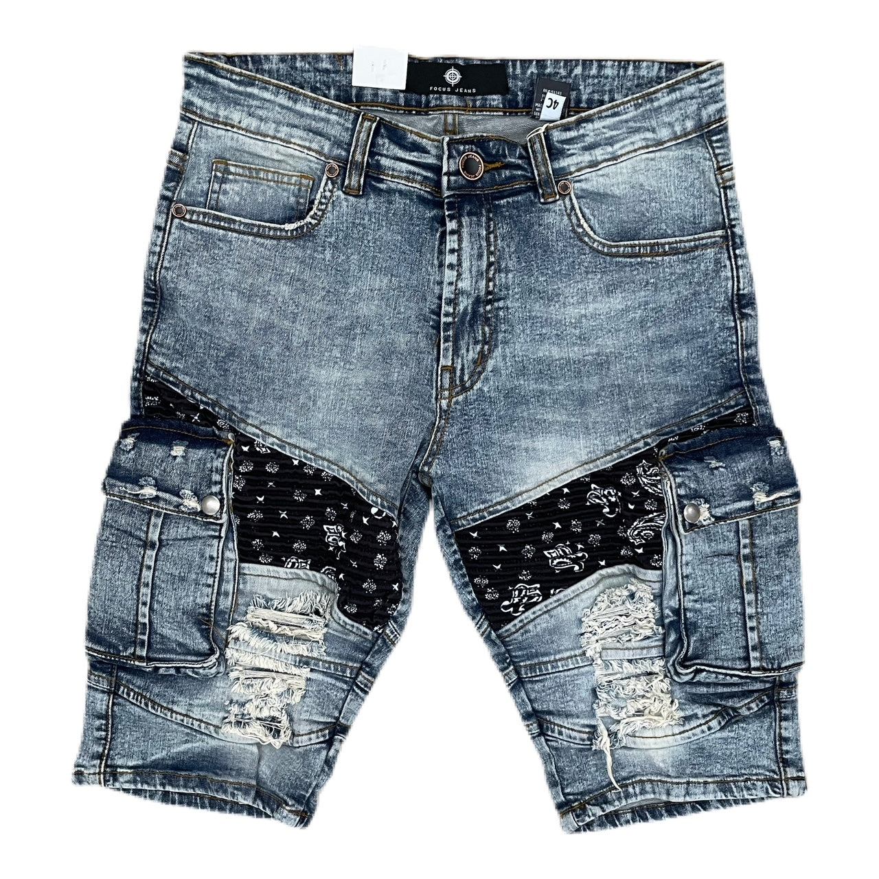 MEN'S FOCUS BANDANA BIKER CARGO SHORTS (VINTAGE)
