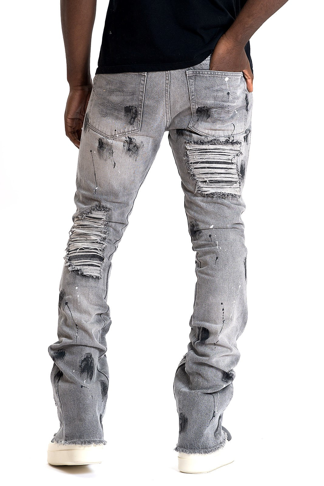 MENS FROST BASEL DISTRESSED STACKED JEAN (GREY)