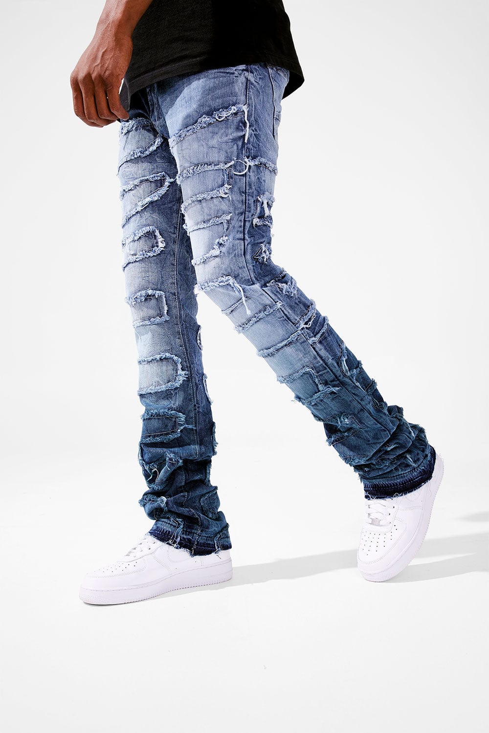 MENS JORDAN CRAIG MARTIN FIT PYTHON STACKED DENIM (BLUE WAVE)